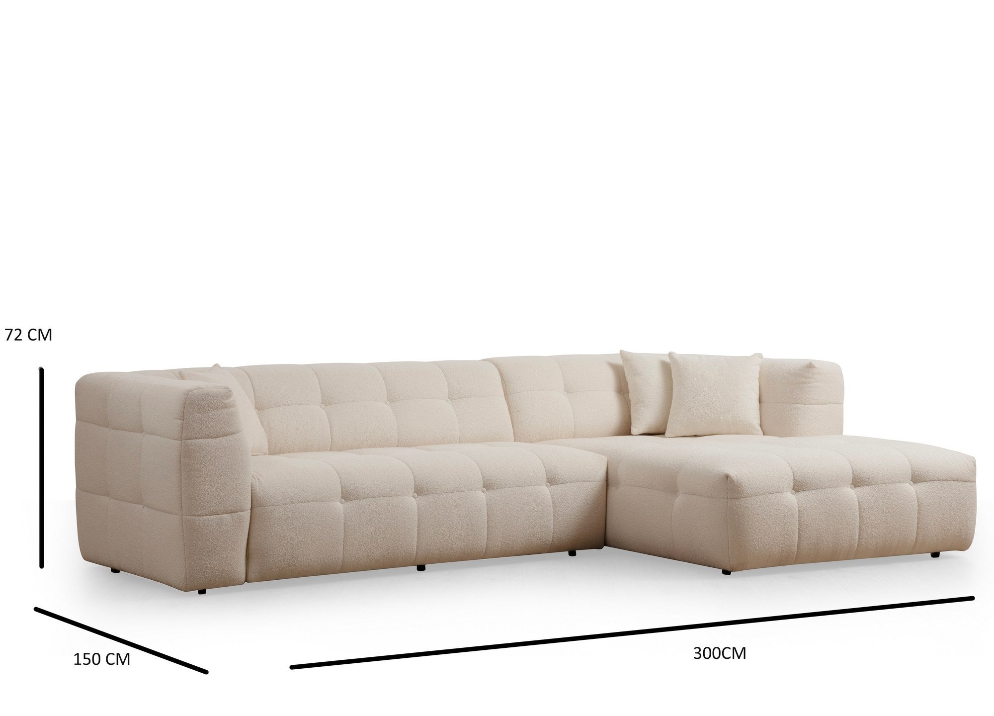 Cady 3 Sits Höger - Beige Hörnssoffa