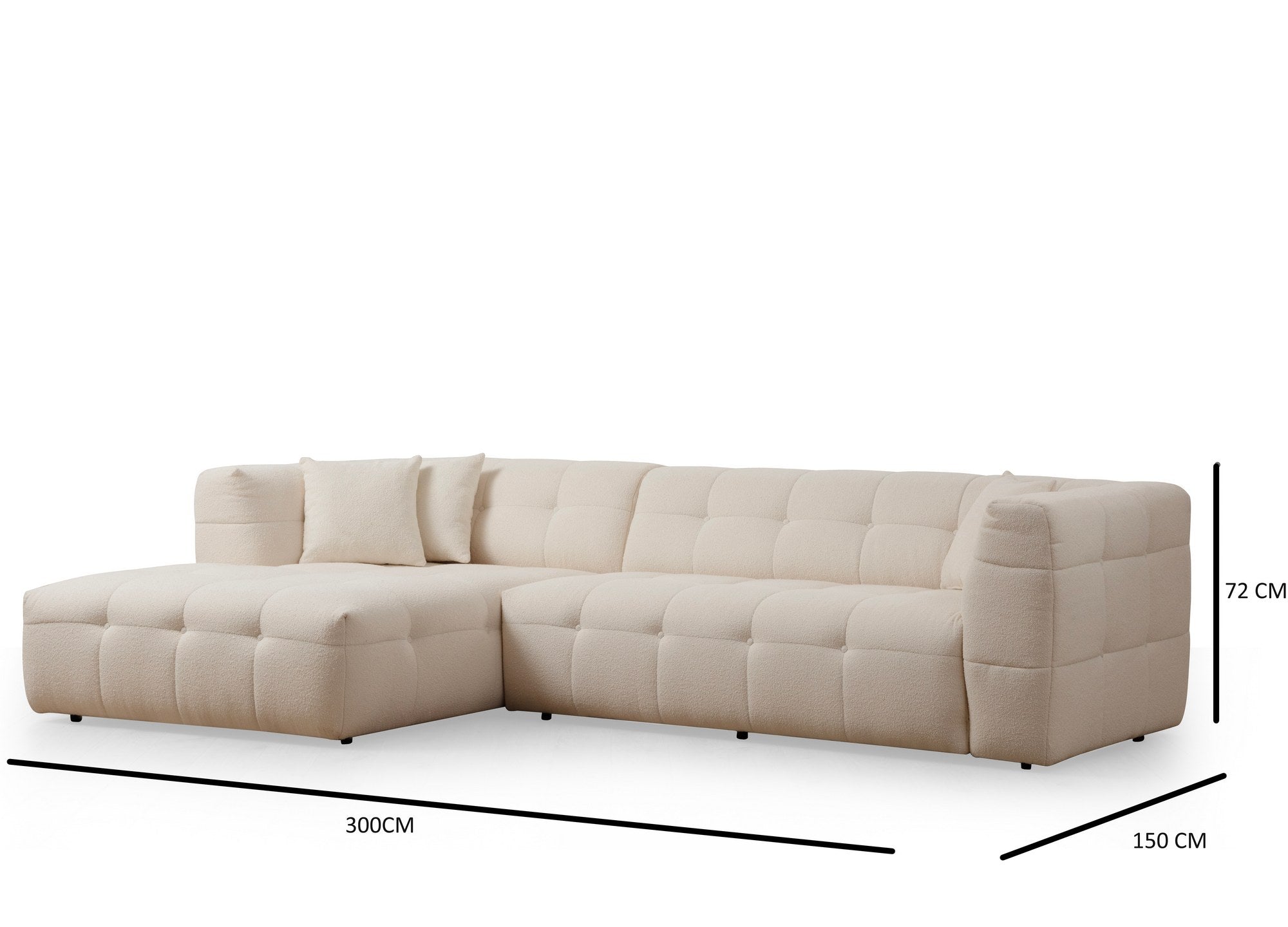 Cady 3 Sits Vänster - Beige Hörnssoffa