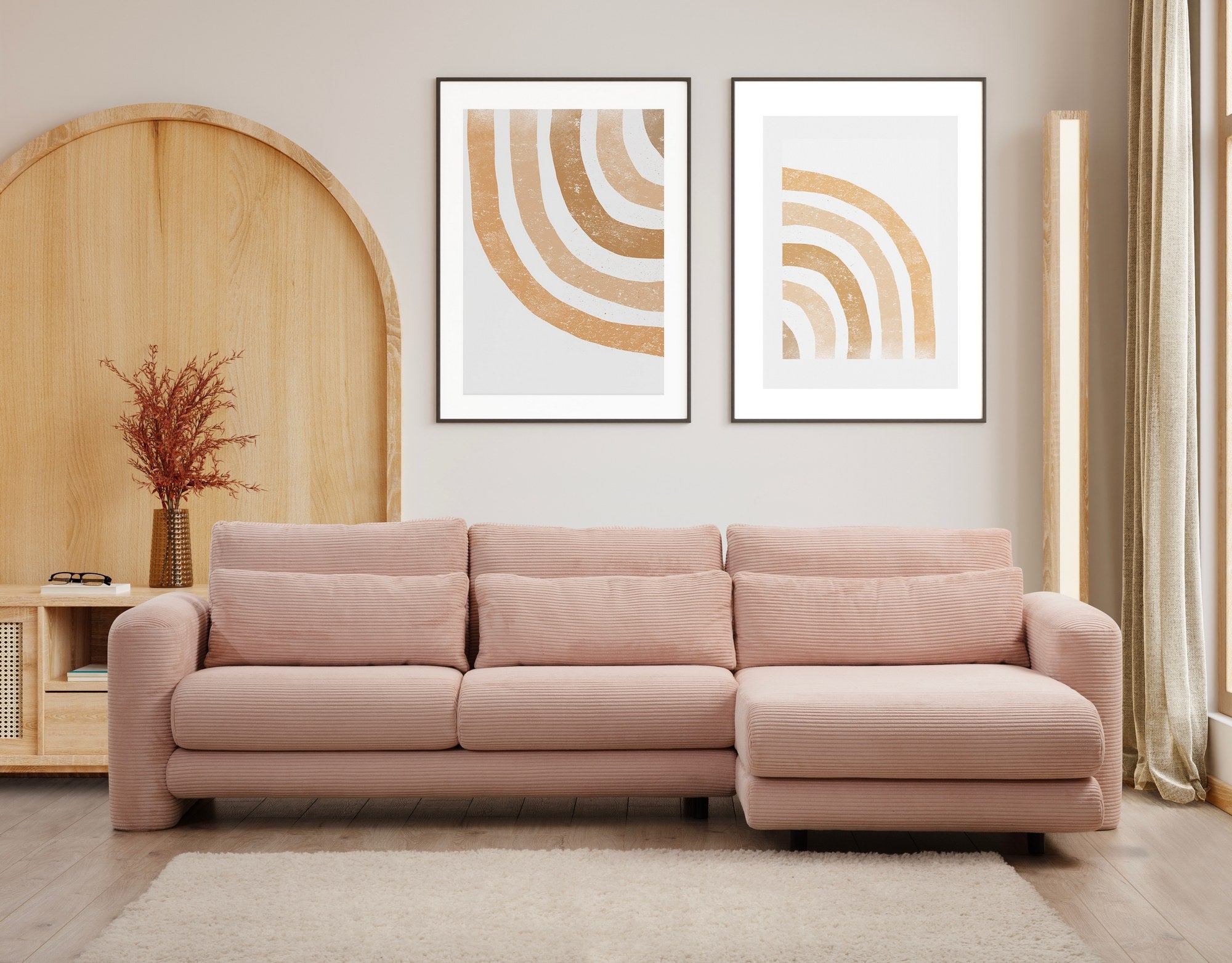 Lily Corner Right Pink Corner Sofa