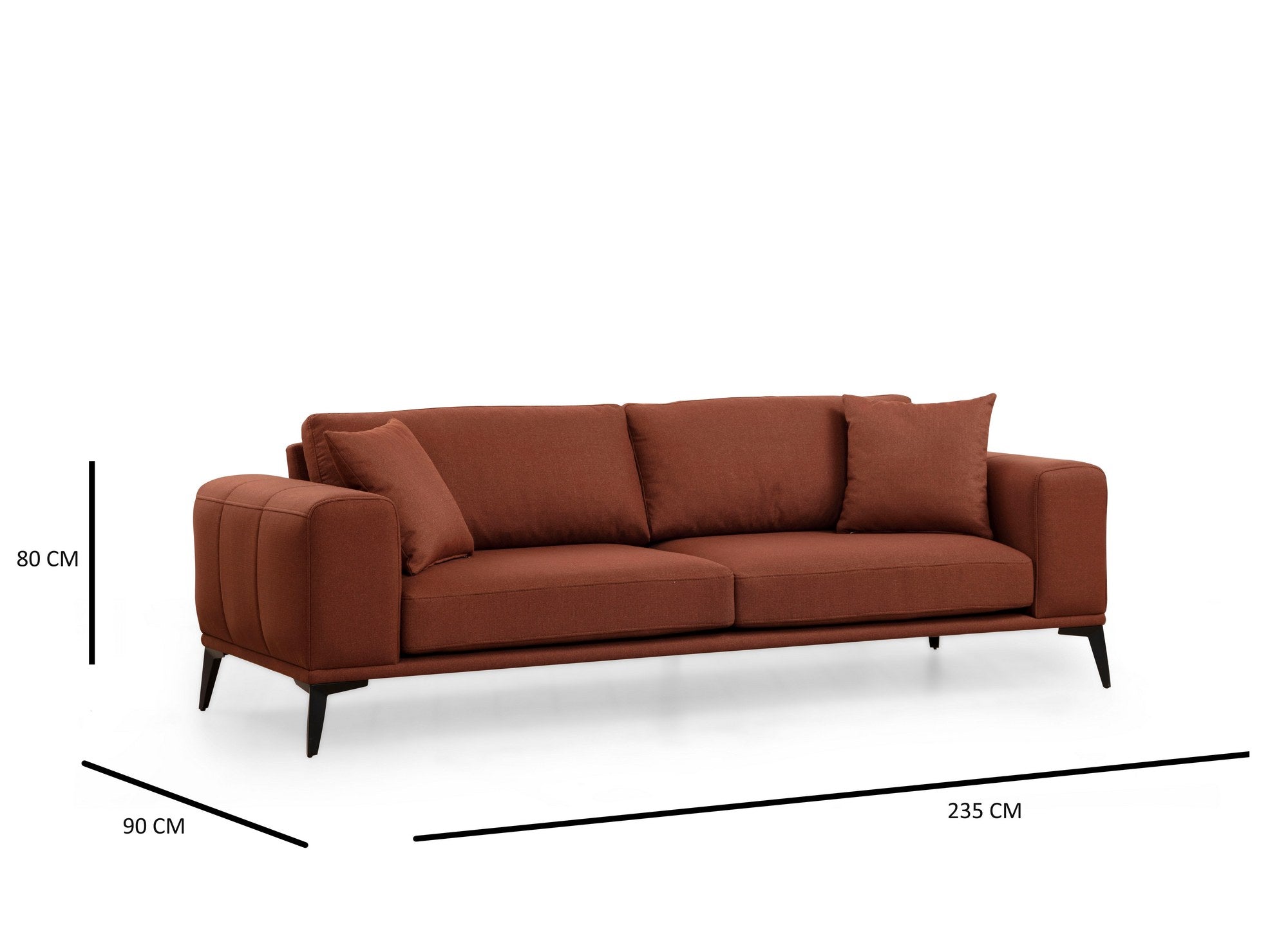 Kenzo 3 - Tegelröd 3-Sits Soffa