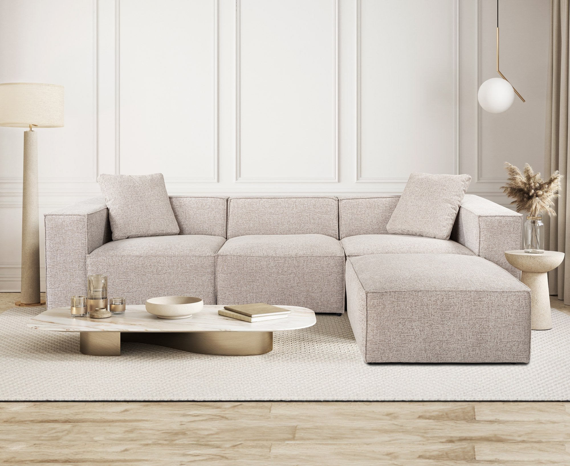 Lora (L1-O1-1R-POUFFE ) - Mocca Hörnssoffa