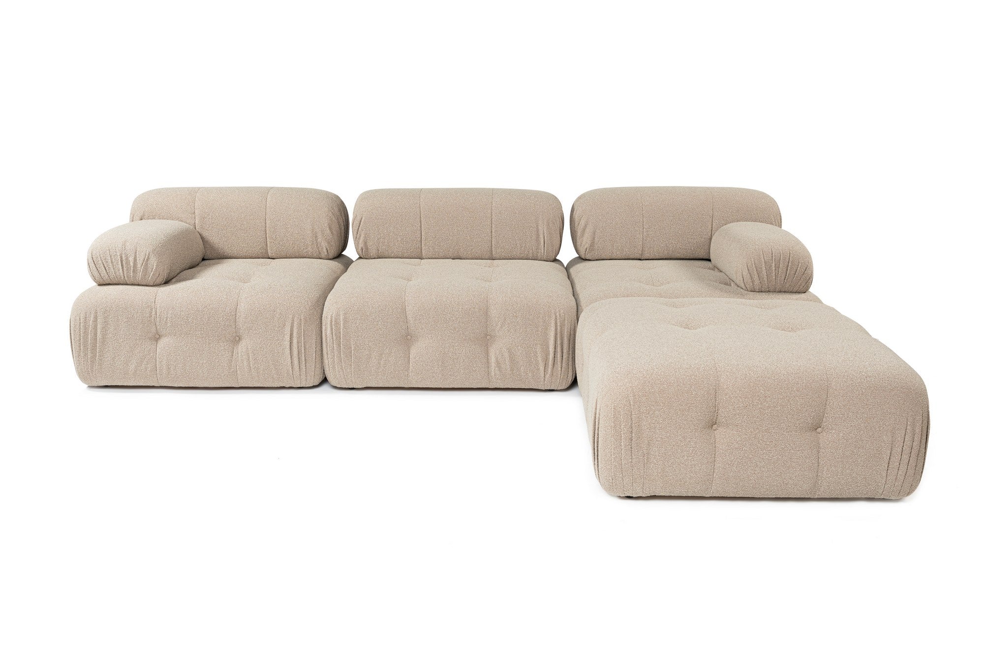Doblo 3-sits med puff ( L1-O1-1R-Pouffe) - Persika Hörnssoffa