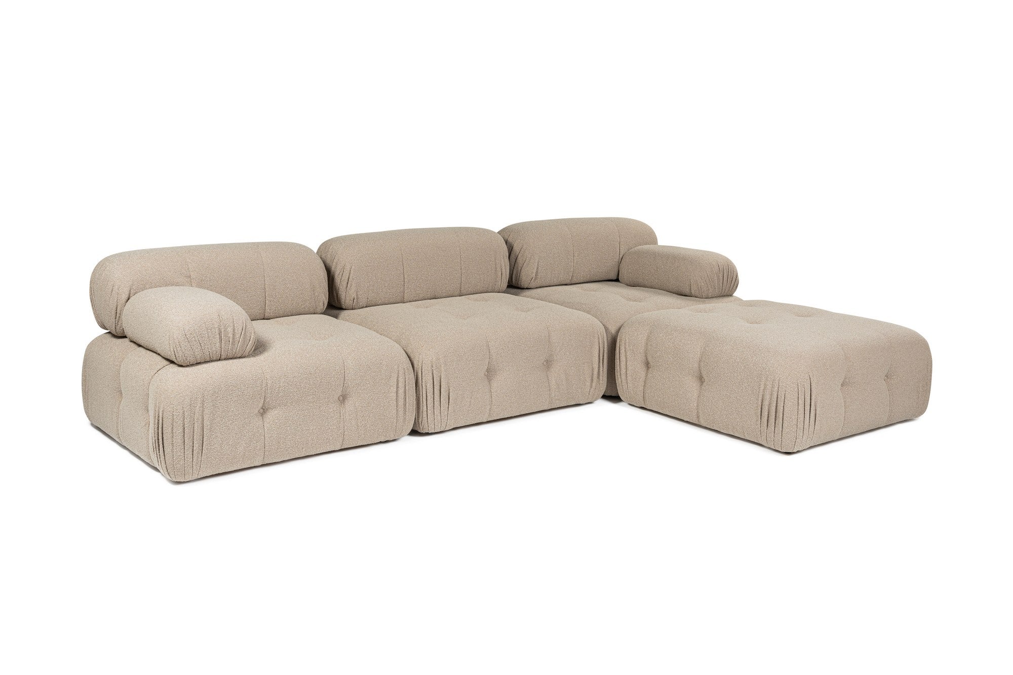 Doblo 3-sits med puff ( L1-O1-1R-Pouffe) - Persika Hörnssoffa