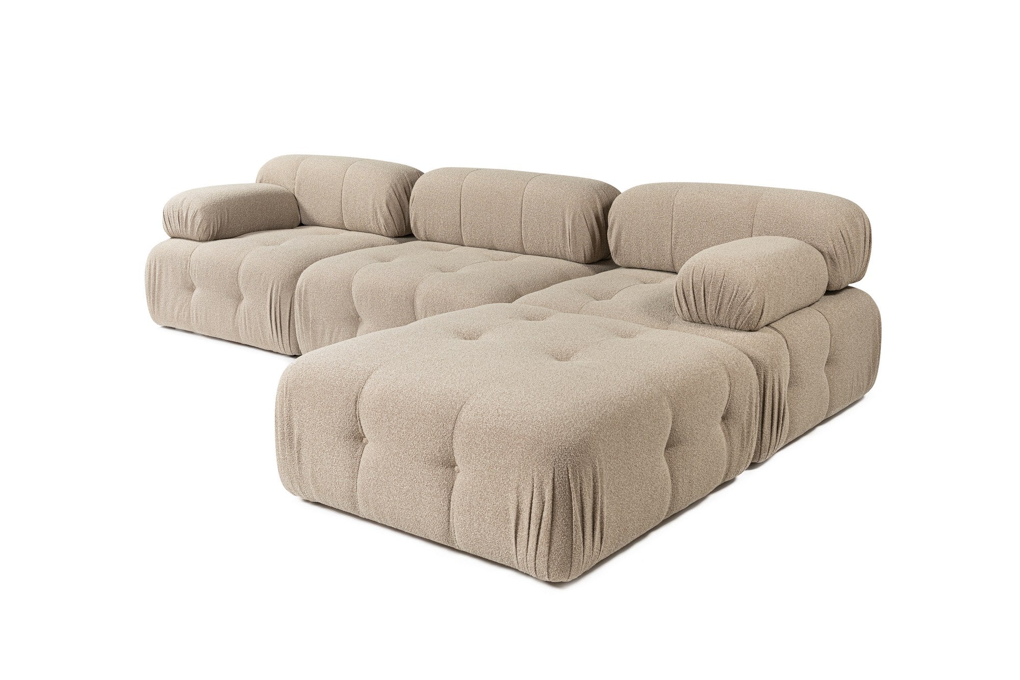 Doblo 3-sits med puff ( L1-O1-1R-Pouffe) - Persika Hörnssoffa