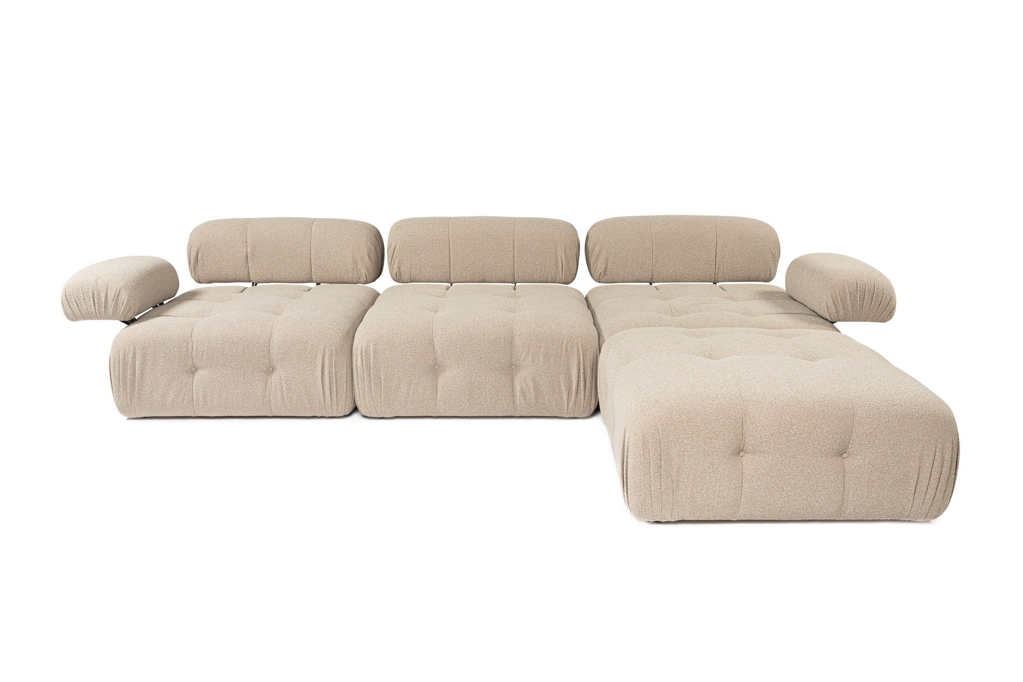 Doblo 3-sits med puff ( L1-O1-1R-Pouffe) - Persika Hörnssoffa