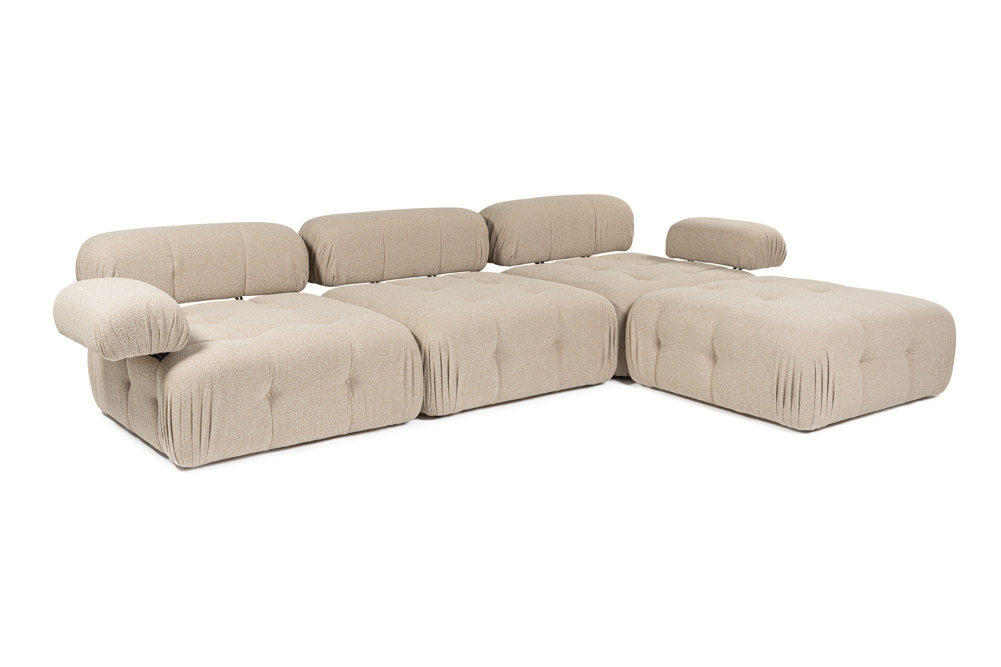 Doblo 3-sits med puff ( L1-O1-1R-Pouffe) - Persika Hörnssoffa