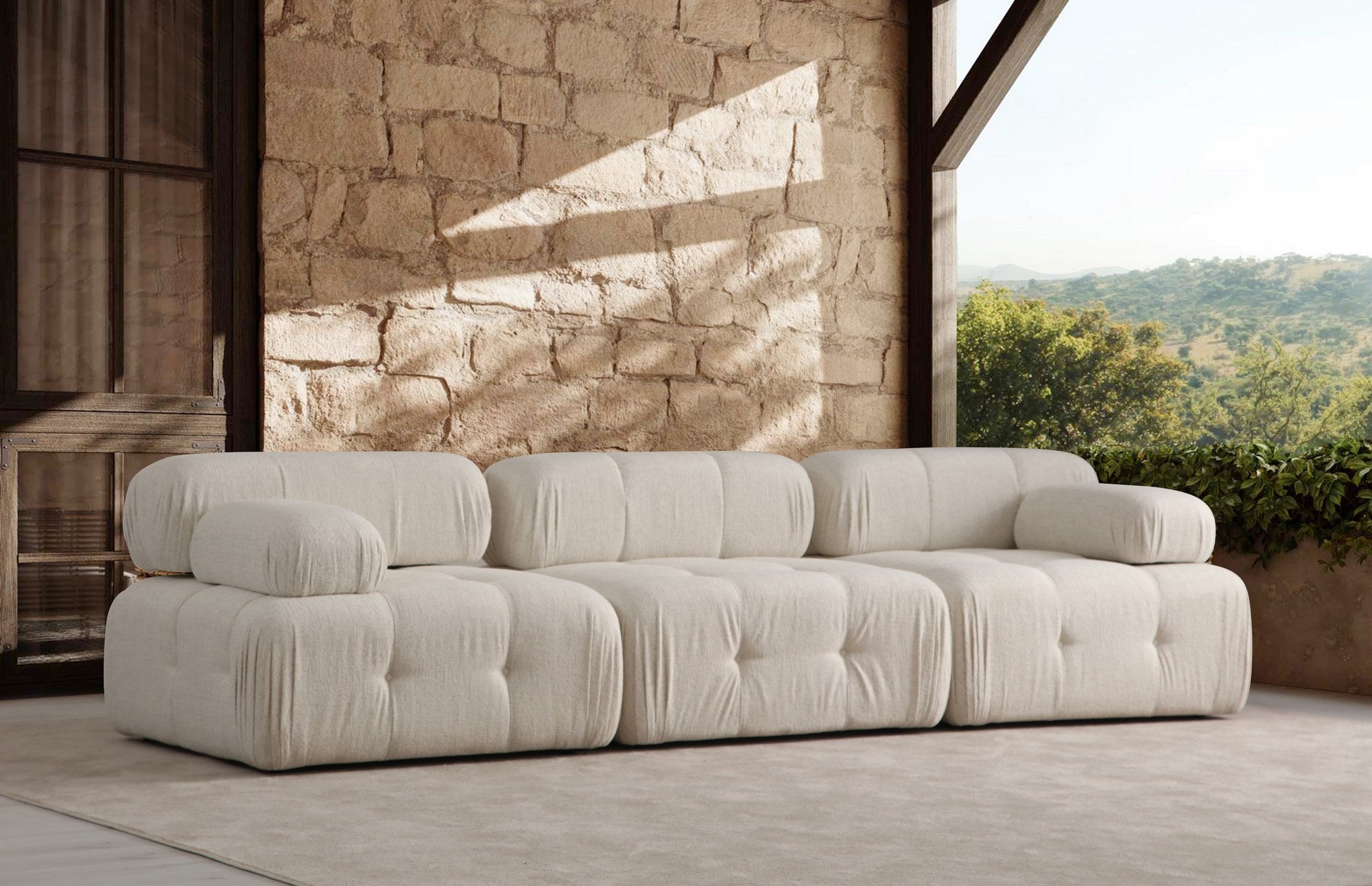 Doblo 3 Sits ( L1-O1-1R) - Cream Bouclette 3-Sits Soffa