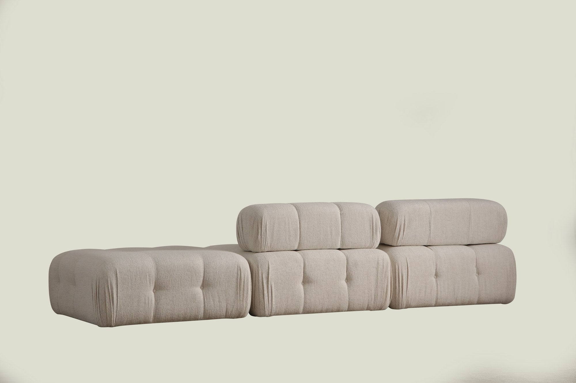 Doblo 3 Sits (L1-O1-Pouffe) Kräm Bouclette 3-Sitssoffa