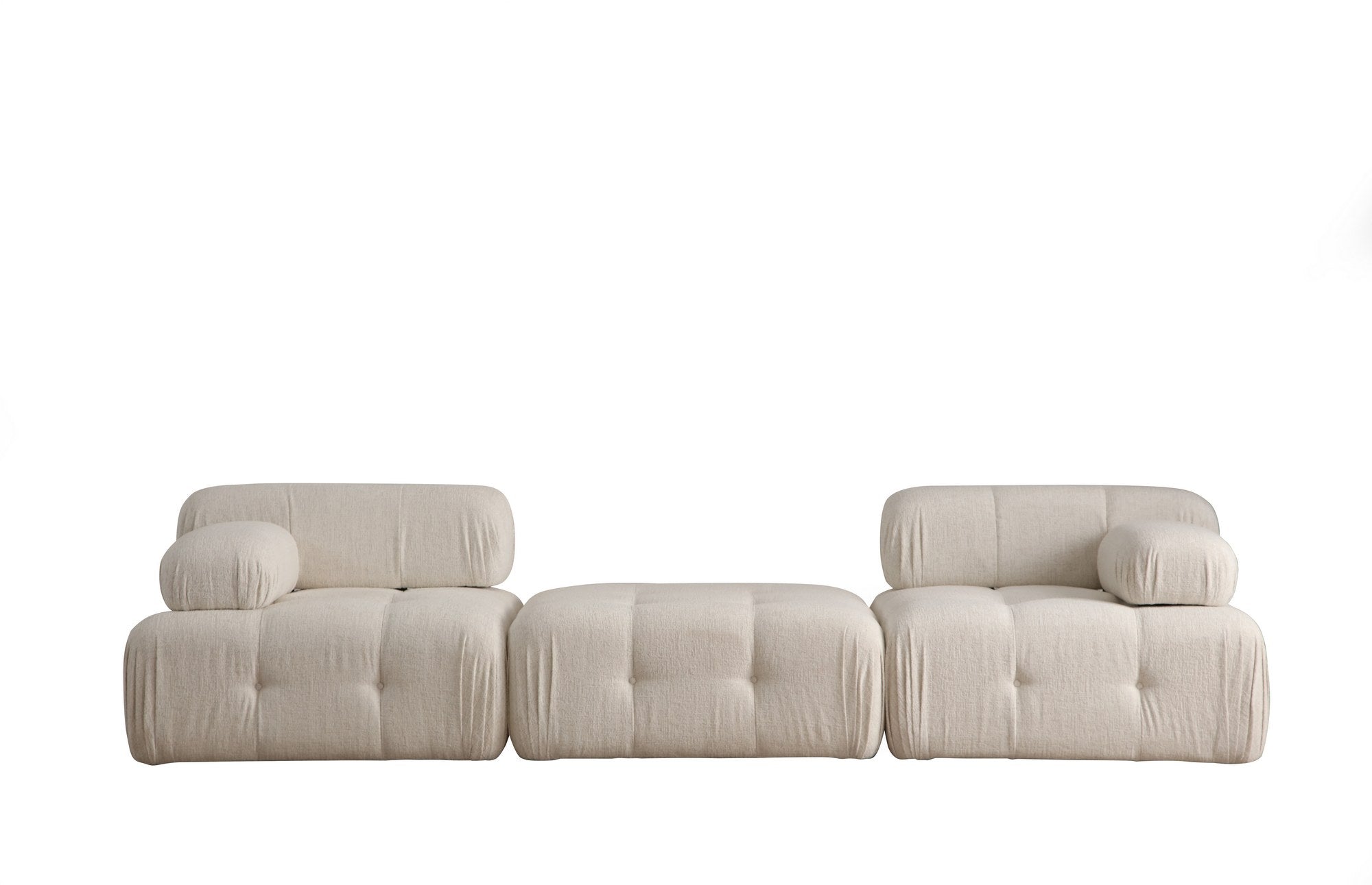Doblo 3-sits (L1-Pouffe-1R) - Cream Bouclette 3-sitssoffa