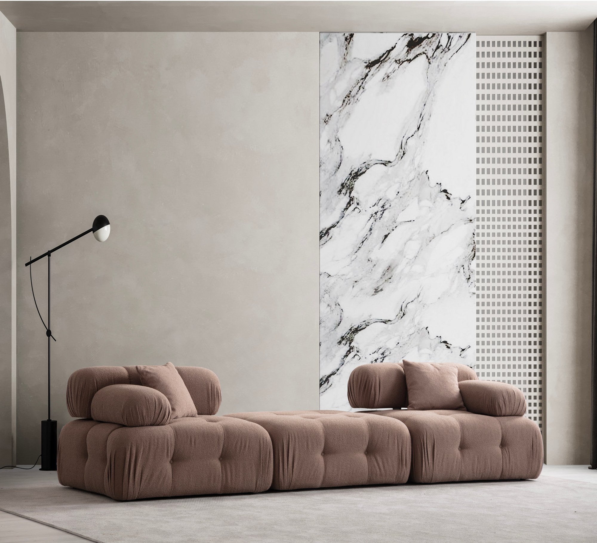 Doblo 3-sits (L1-Pouffe-1R) - Cappucino 3-sitssoffa