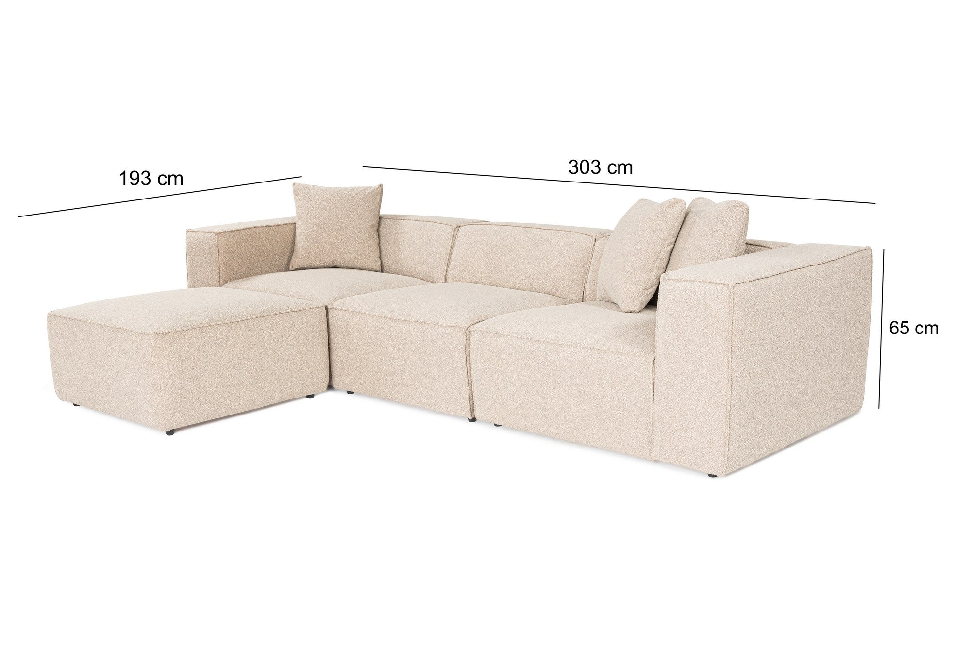 Lora (L1-O1-1R-POUFFE ) - Persika Hörnssoffa
