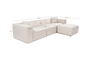 Lora (L1-O1-1R-POUFFE ) - Ljusbrun Hörnssoffa