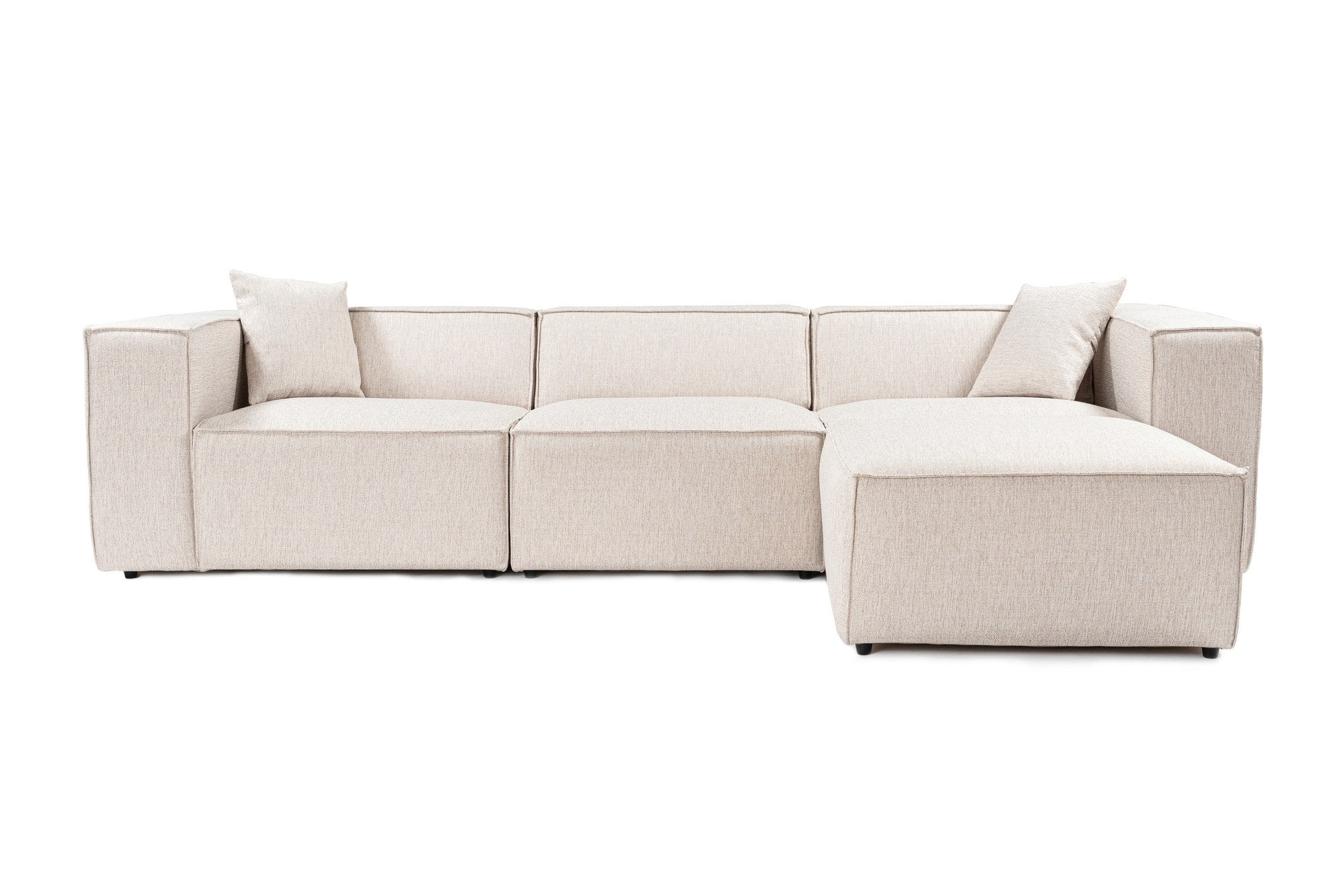 Lora (L1-O1-1R-POUFFE ) - Ljusbrun Hörnssoffa