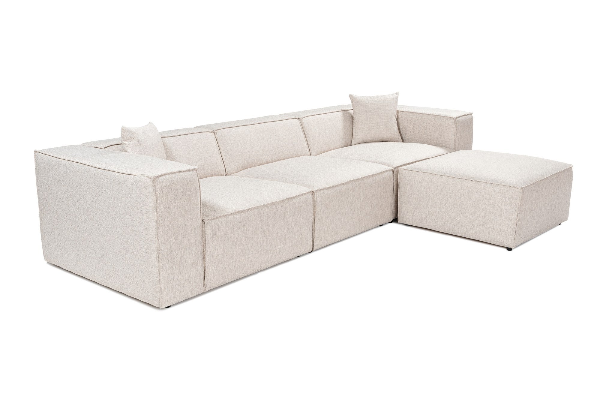 Lora (L1-O1-1R-POUFFE ) - Ljusbrun Hörnssoffa