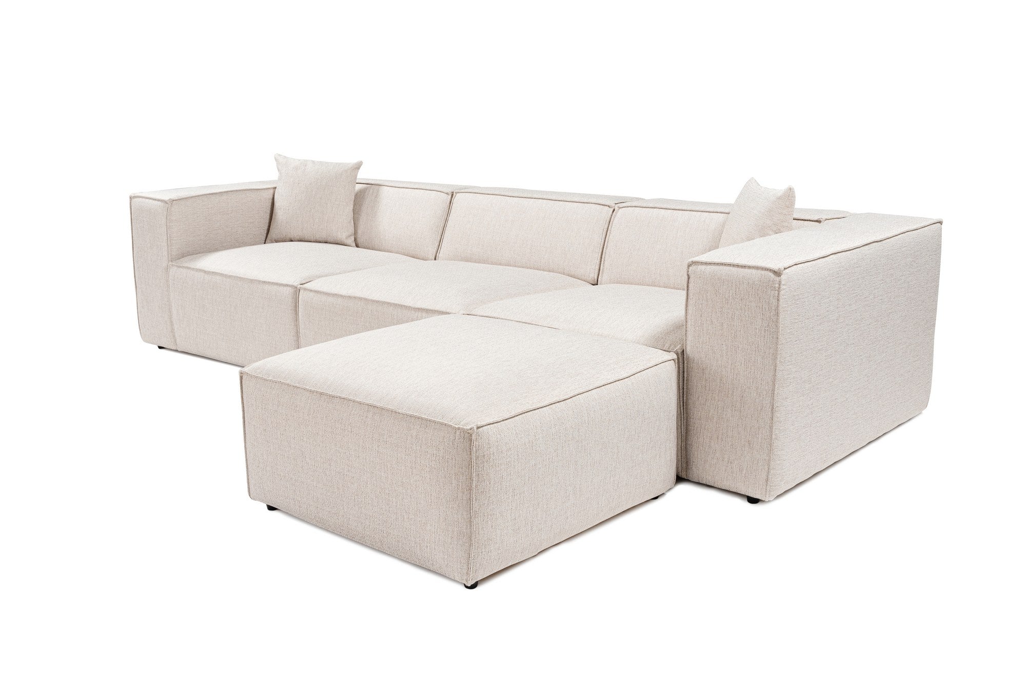 Lora (L1-O1-1R-POUFFE ) - Ljusbrun Hörnssoffa