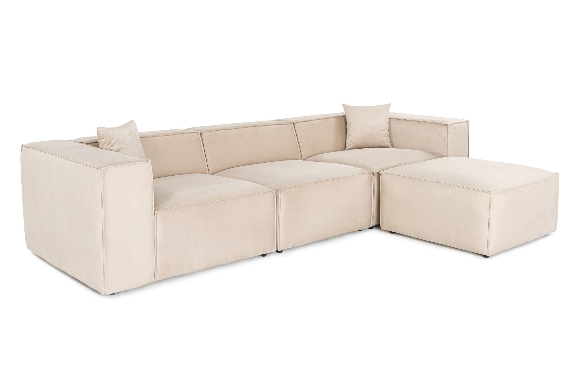 Lora (L1-O1-1R-POUFFE ) - Grädd Hörnssoffa