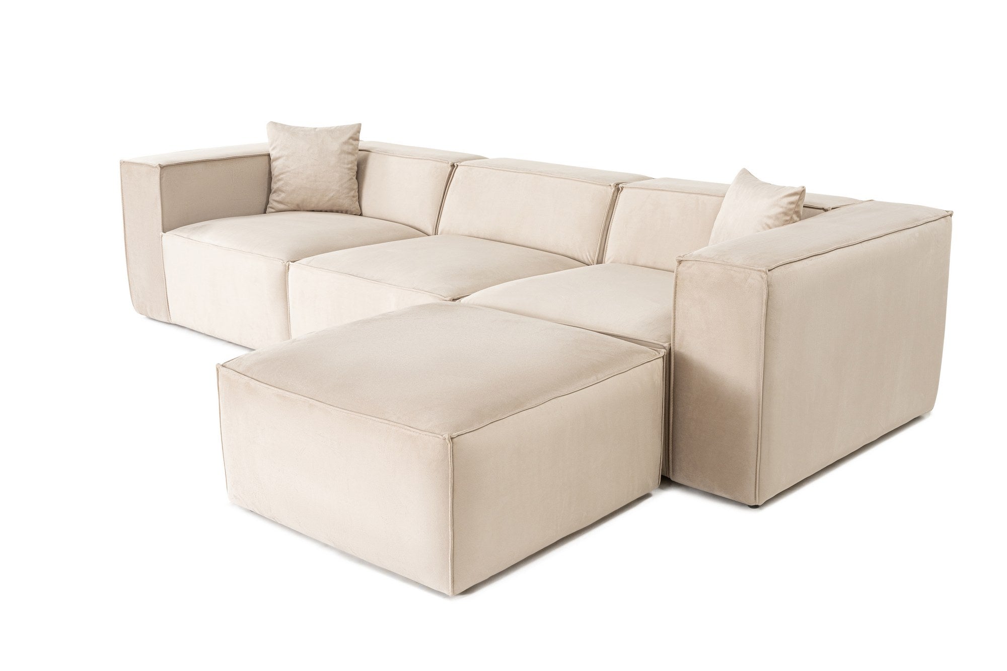 Lora (L1-O1-1R-POUFFE ) - Grädd Hörnssoffa