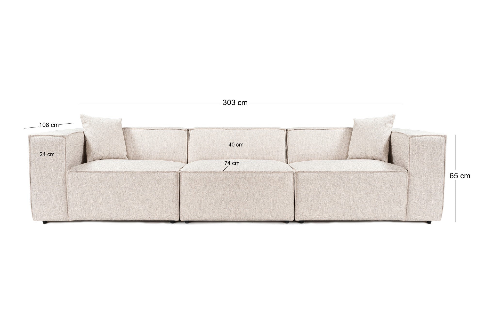 Lora 3 Seater - Ljusbrun 3-sitssoffa