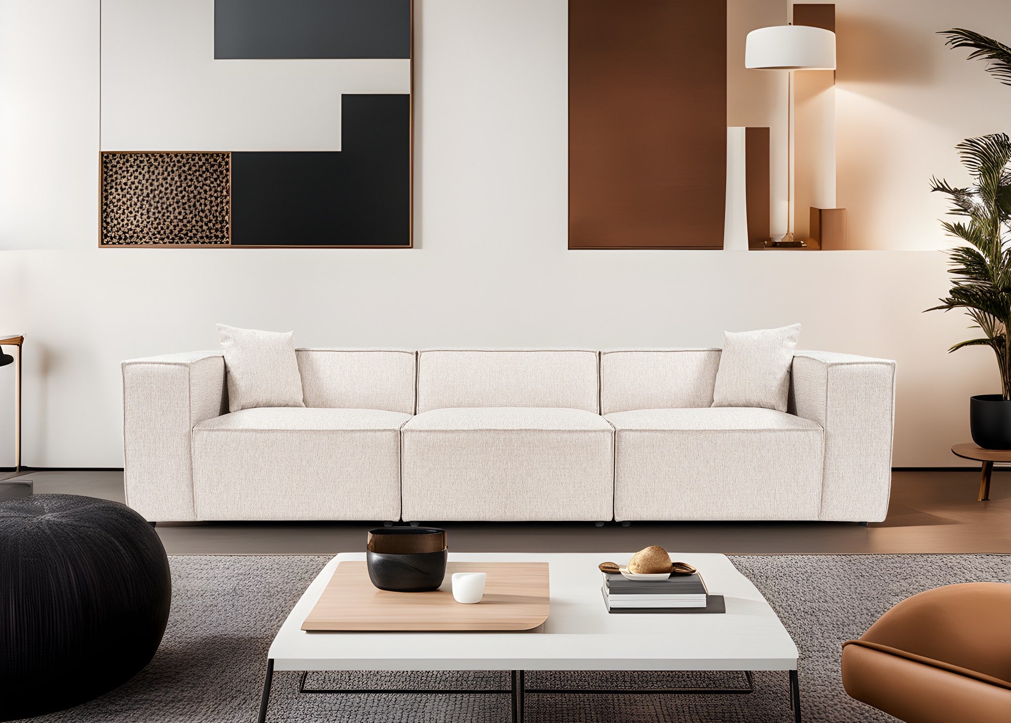 Lora 3 Seater - Ljusbrun 3-sitssoffa