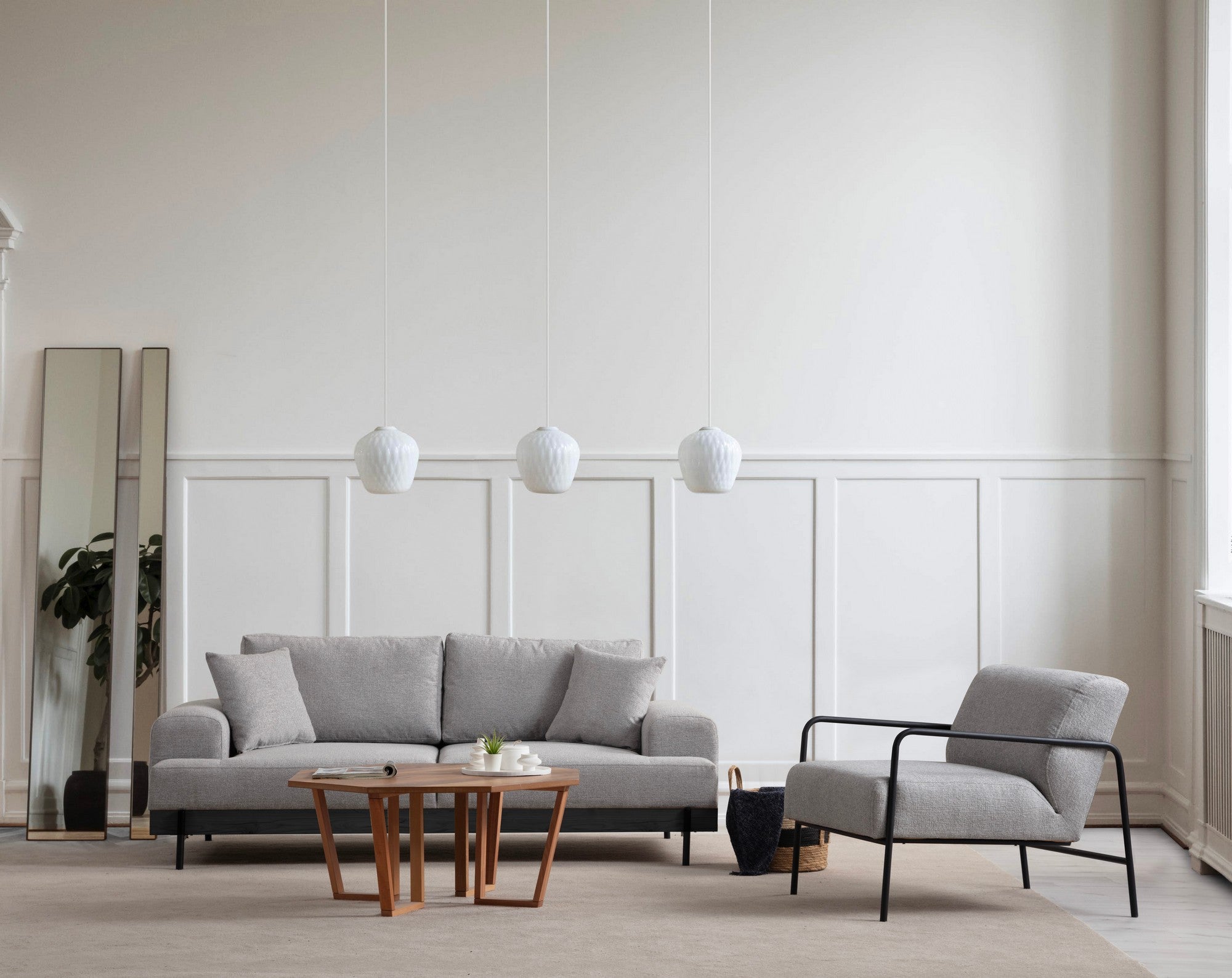 Eti Svart 3 Sits - Grå 3-Sits Soffa