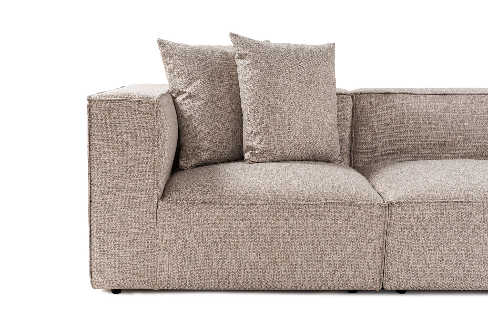 Sora (L1-O1-O1-1R-POUFFE ) - Sandbeige Hörnsoffa