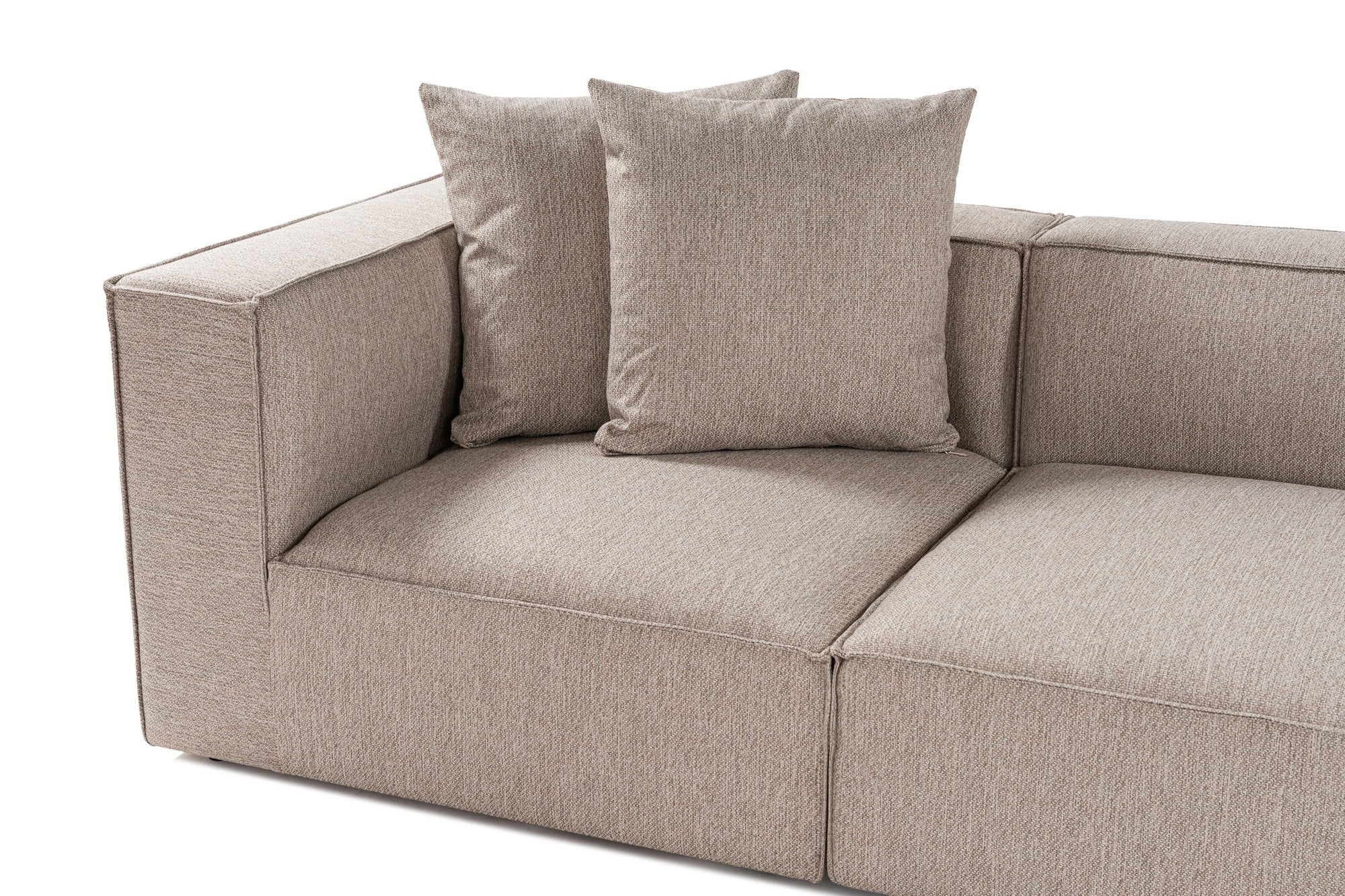 Sora (L1-O1-O1-1R-POUFFE ) - Sandbeige Hörnsoffa