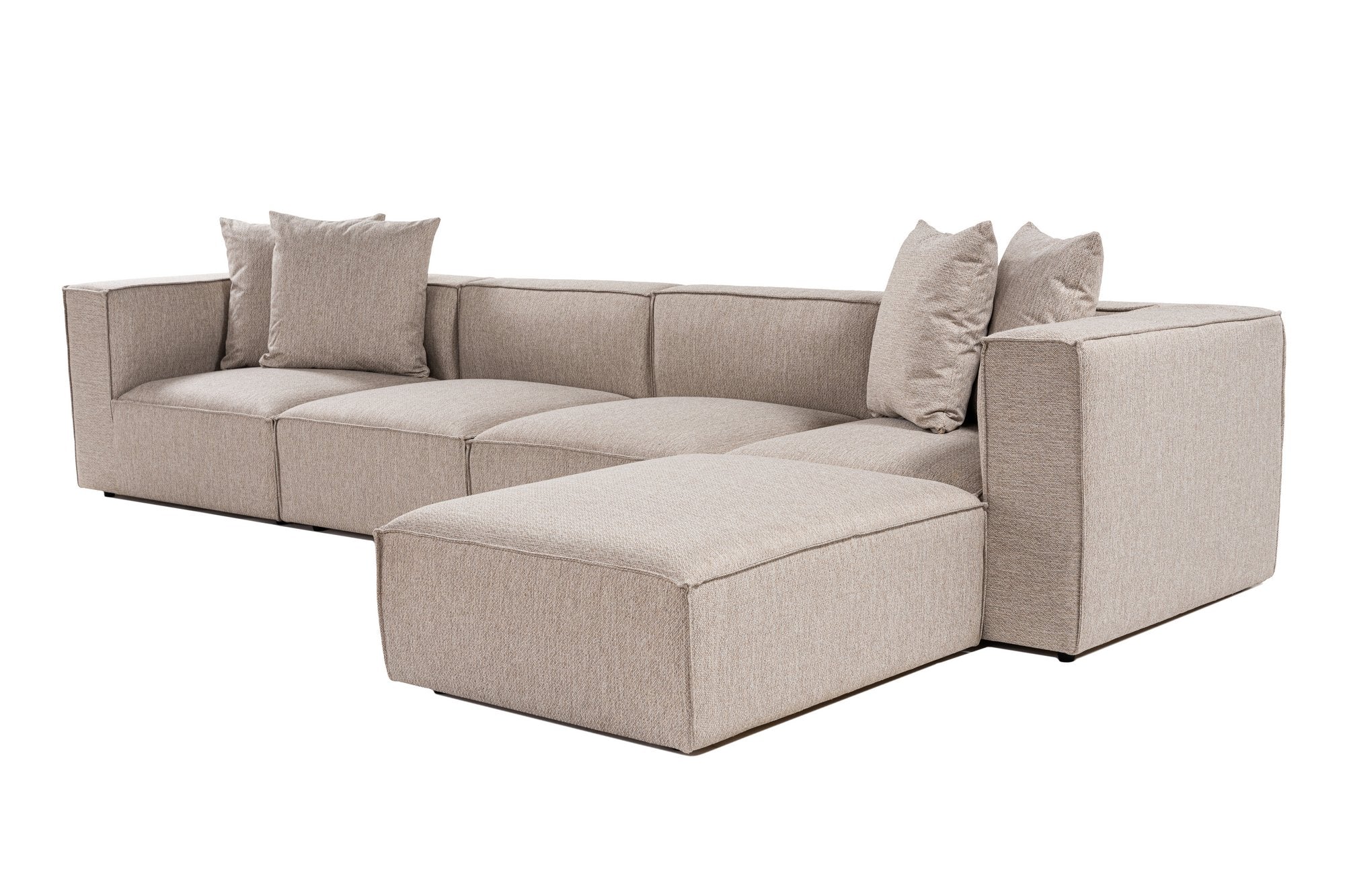 Sora (L1-O1-O1-1R-POUFFE ) - Sandbeige Hörnsoffa