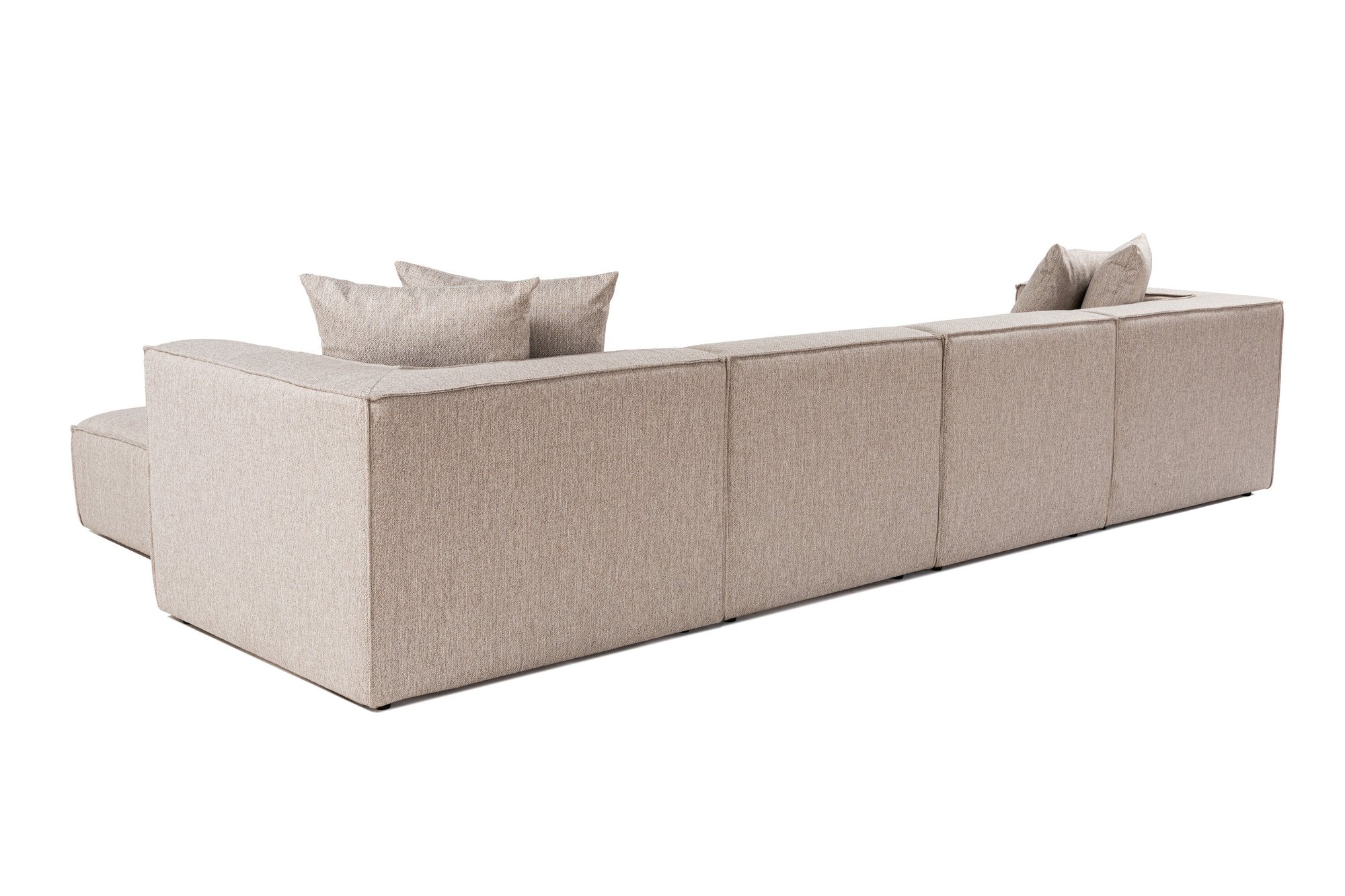 Sora (L1-O1-O1-1R-POUFFE ) - Sandbeige Hörnsoffa
