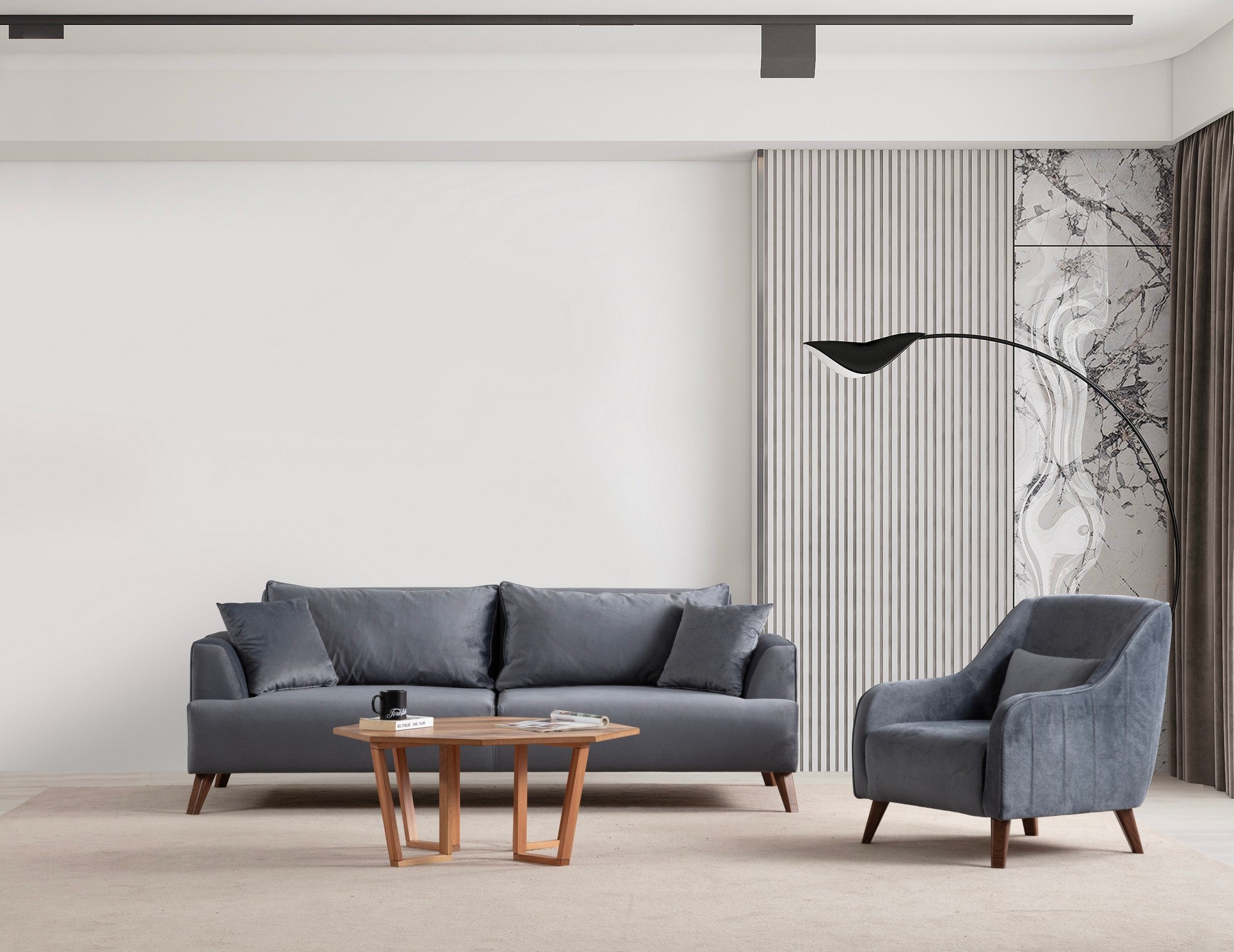 Buhara 3 Sits - Mörkgrå 3-Sits Soffa