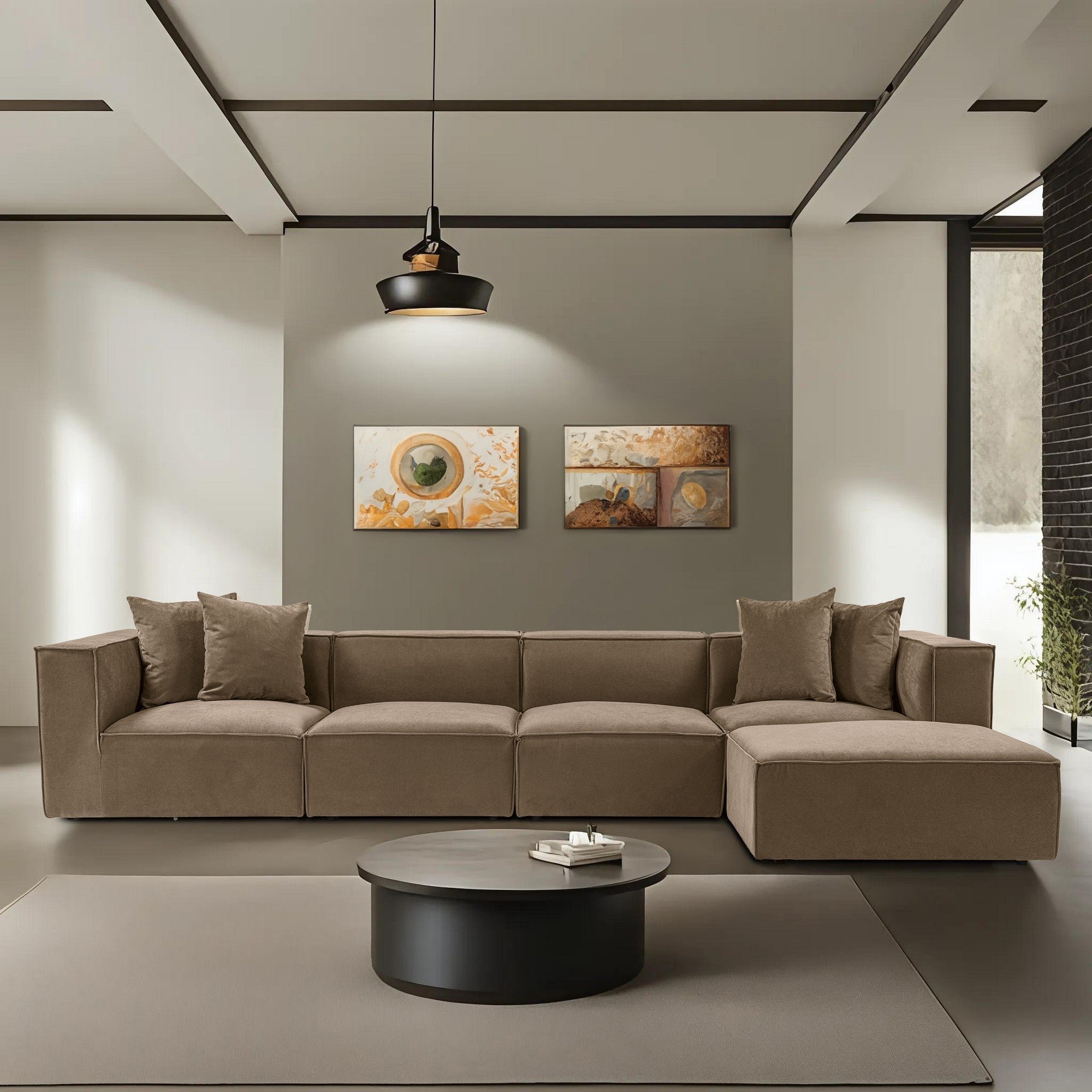 Sora (L1-O1-O1-1R-POUFFE ) - Brun Hörnsoffa