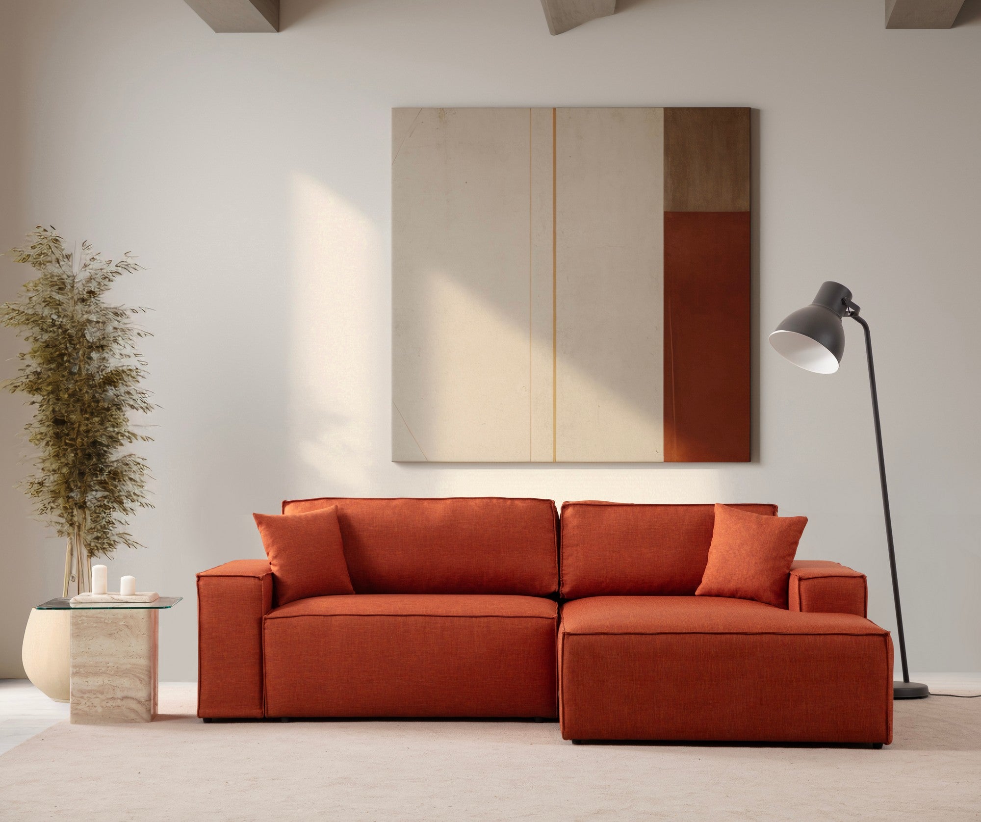 Pırlo Corner Right - Orange Hörnsoffa-säng