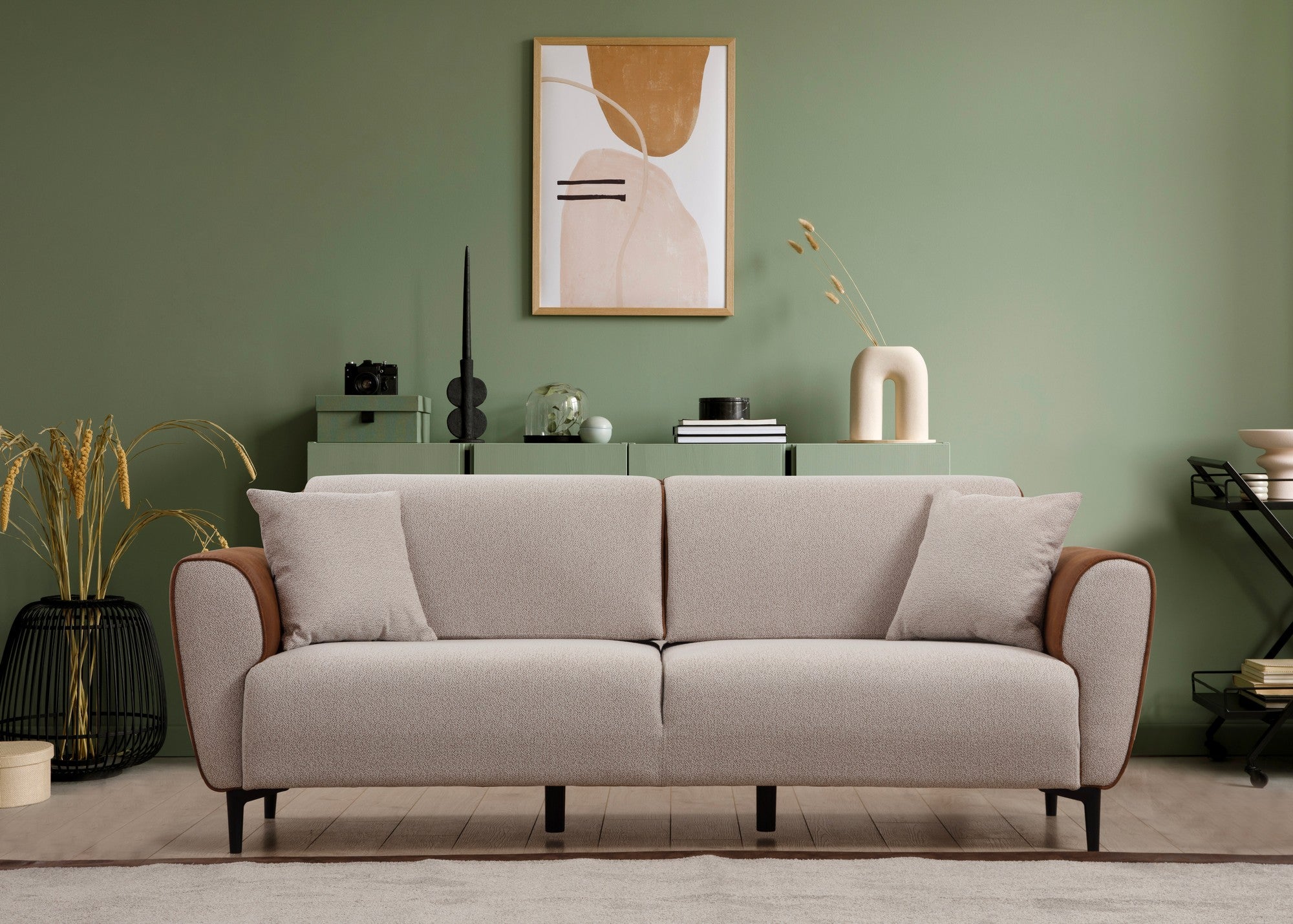 Aren - Beige, Kanel 3-sits Soffa-Bädd