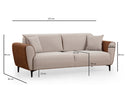 Aren - Beige, Kanel 3-sits Soffa-Bädd