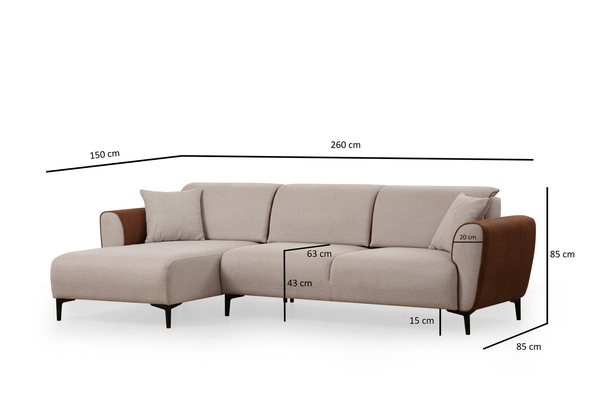Aren Left - Beige, Kanel Hörnsoffa-säng