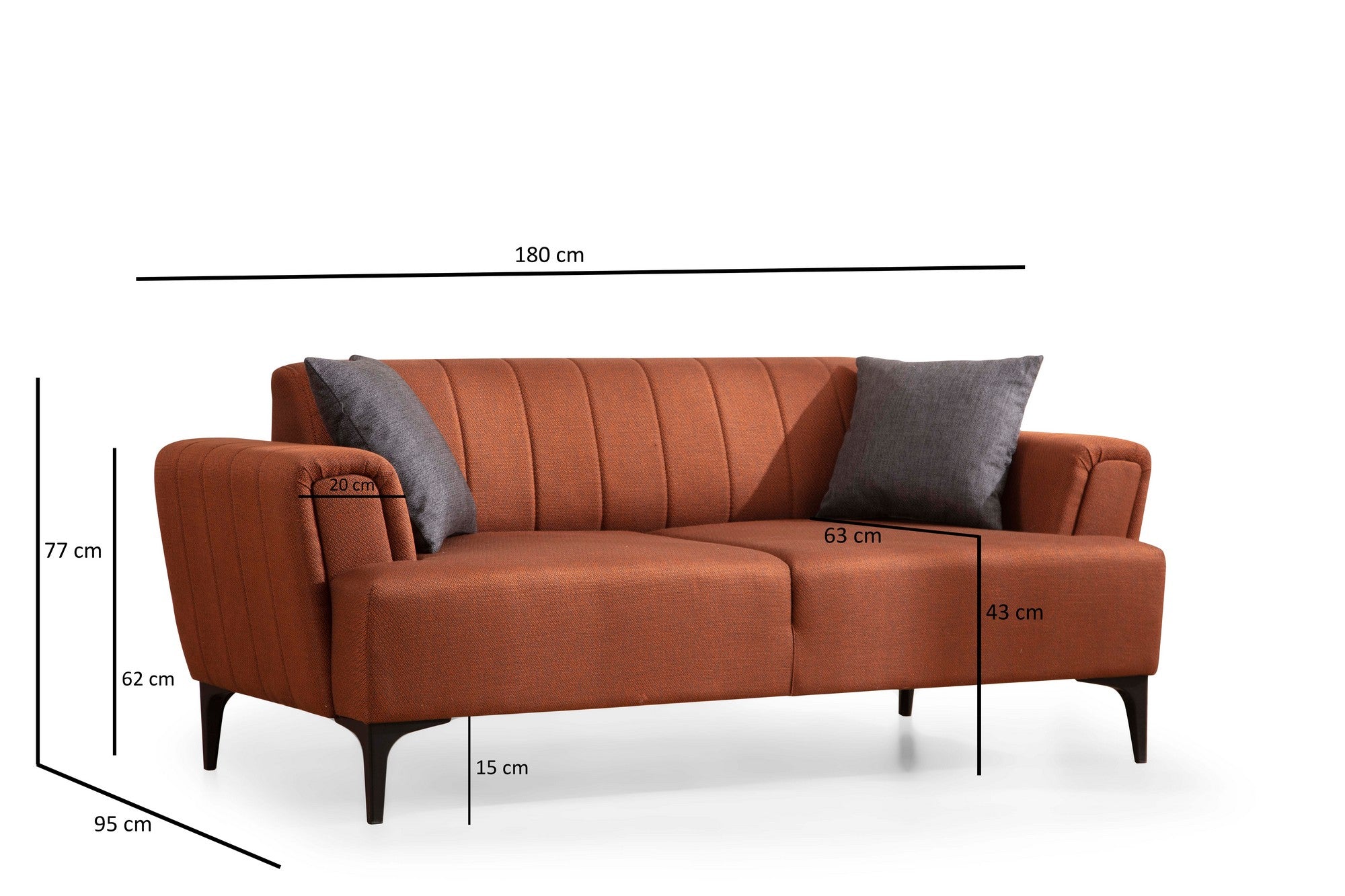 Hamlet - Tegelröd 2-Sits Soffa