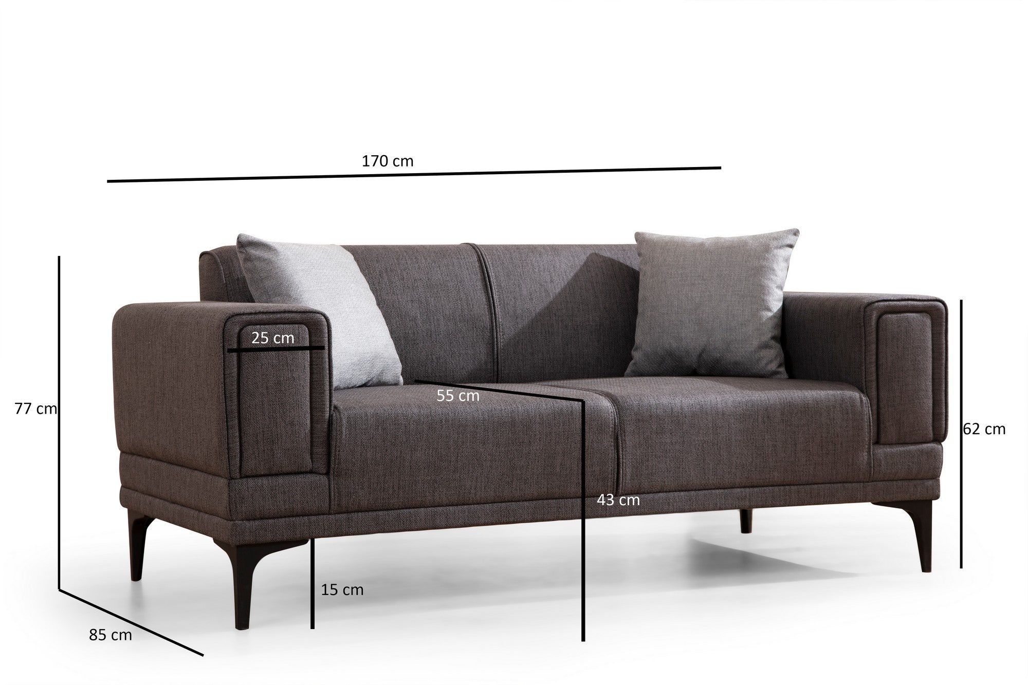 Horizon - Mörkgrå 2-Sits Soffa