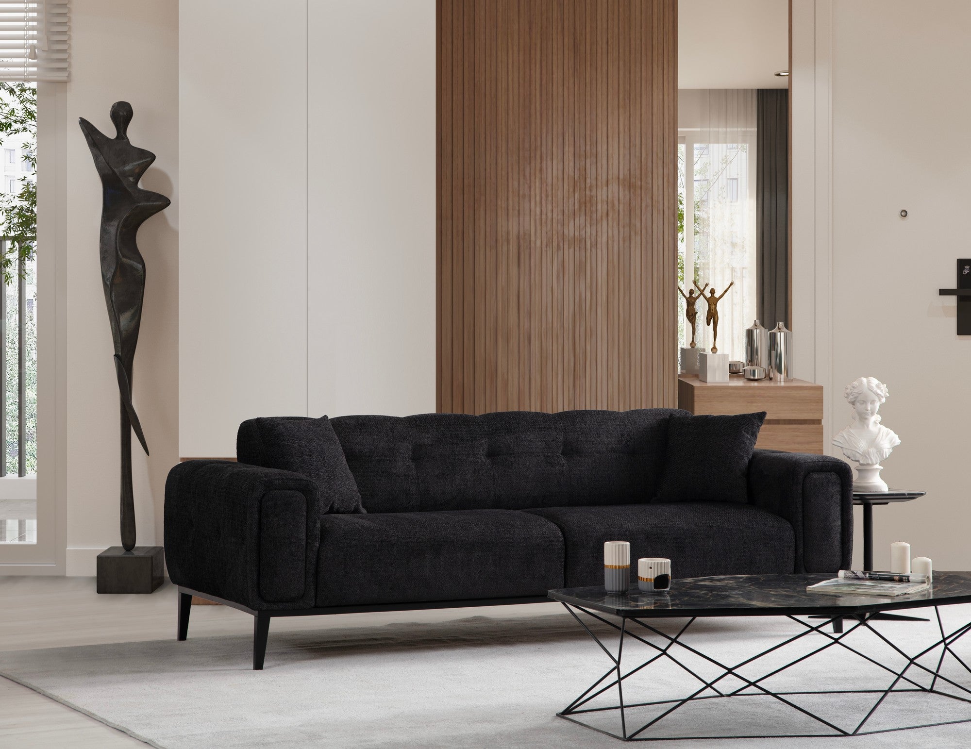 Athena 3 Seater - Svart 3-sitssoffa-säng