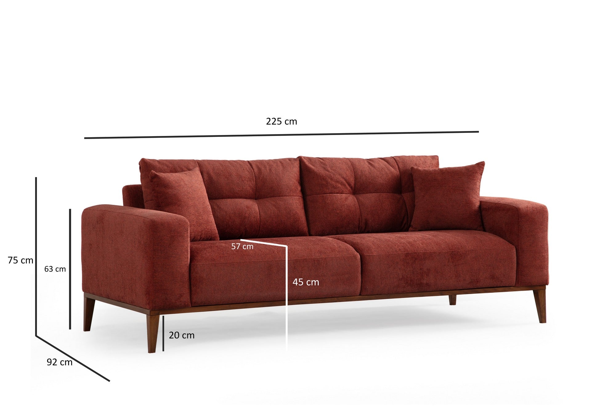 Sinor 3 Seater - Tegelröd 3-sitssoffa-säng
