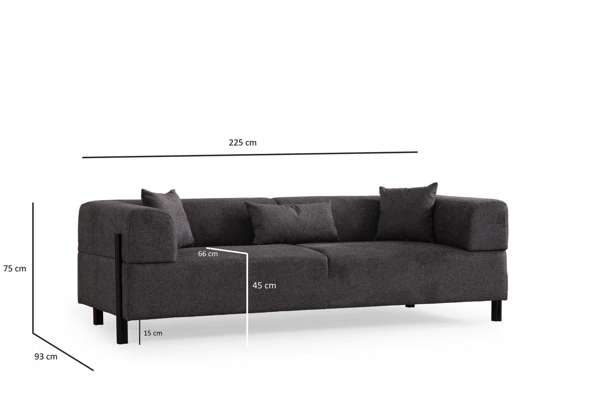 Gio 3 Sits - Antracit 3-Sits Soffa