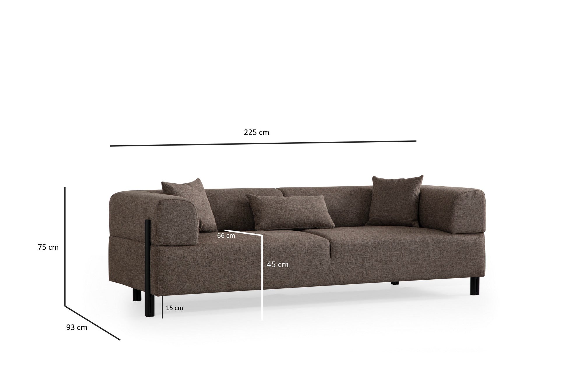 Gio 3 Sits - Brun 3-Sits Soffa