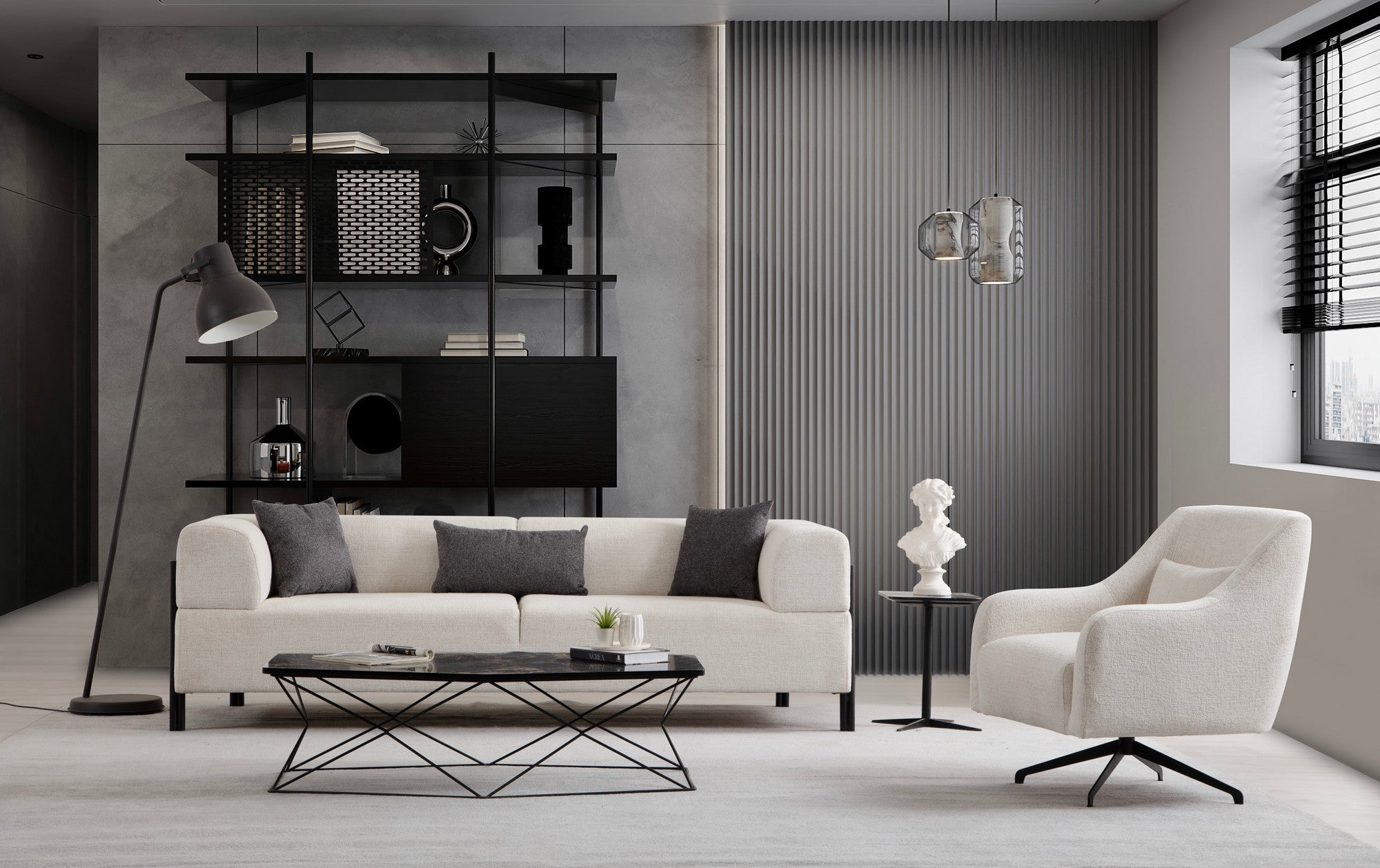 Gio 3 Sits - Vit 3-Sits Soffa