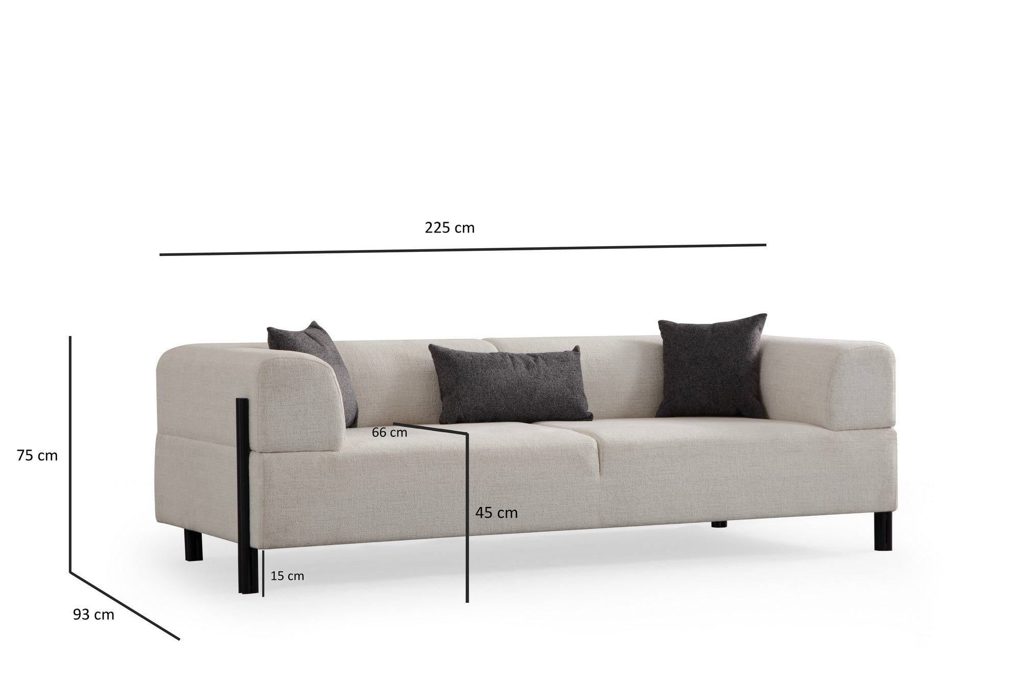 Gio 3 Sits - Vit 3-Sits Soffa