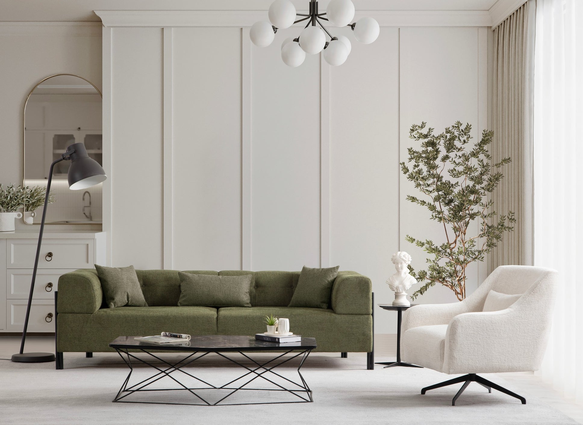 Gio 3 Sits - Grön 3-Sits Soffa