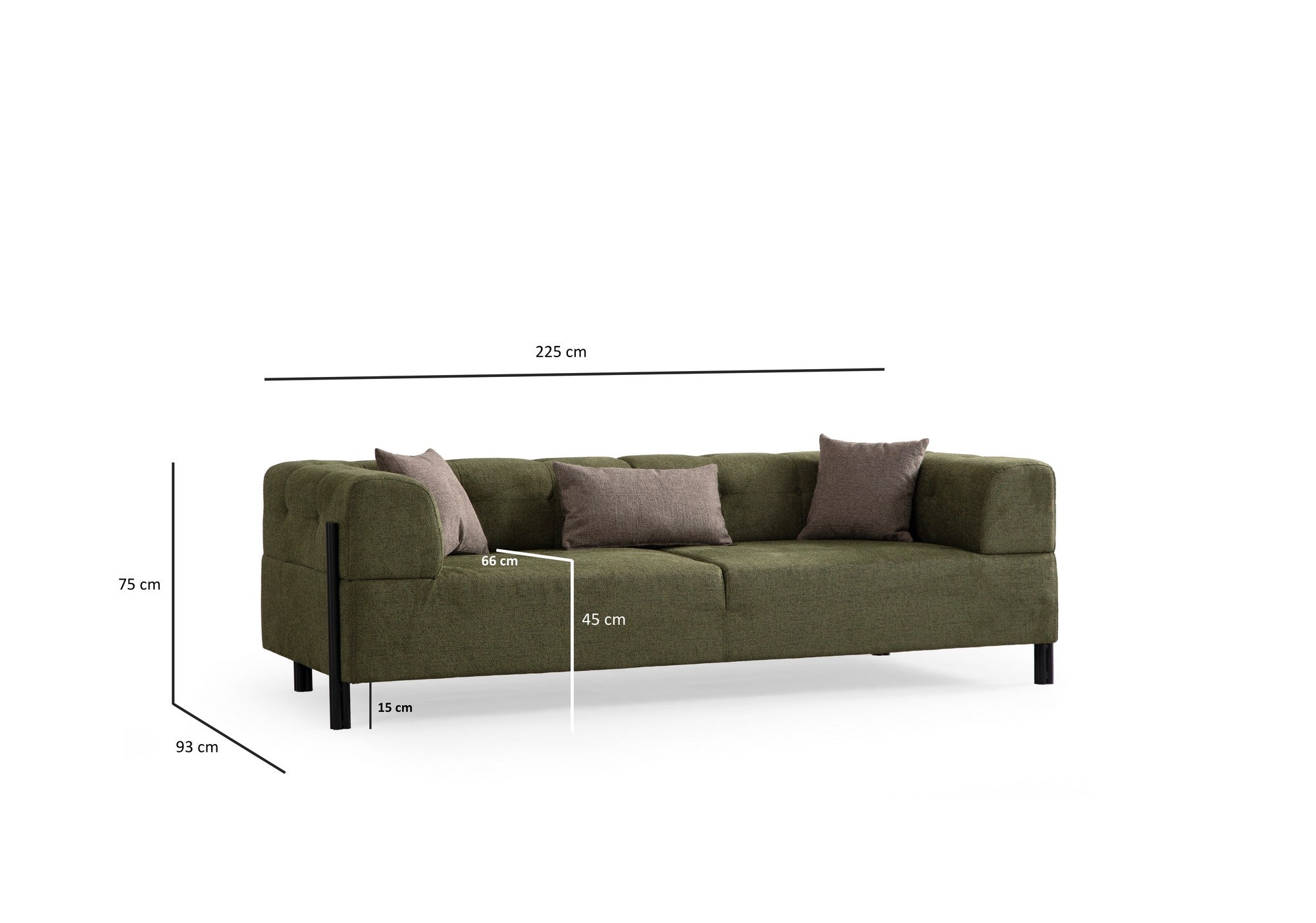 Gio 3 Sits - Grön 3-Sits Soffa