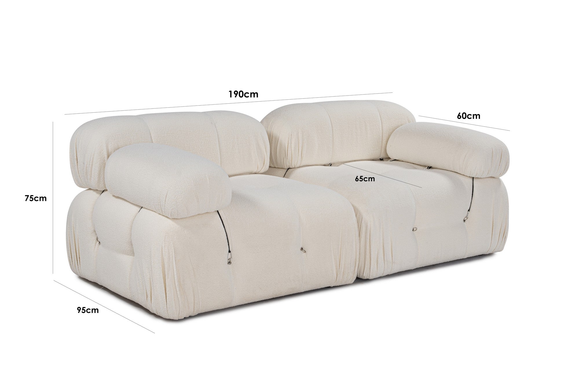 Bubble 2 Sits (L1-1R) - Grädd 2-Sits Soffa