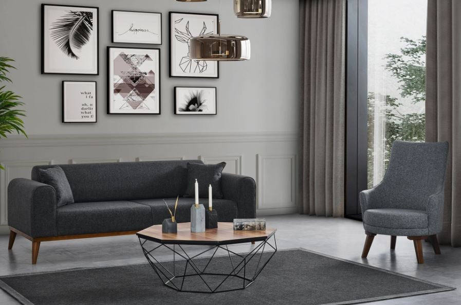 Cofi 3-sitssoffa - Antracit 3-sits Soffa-säng