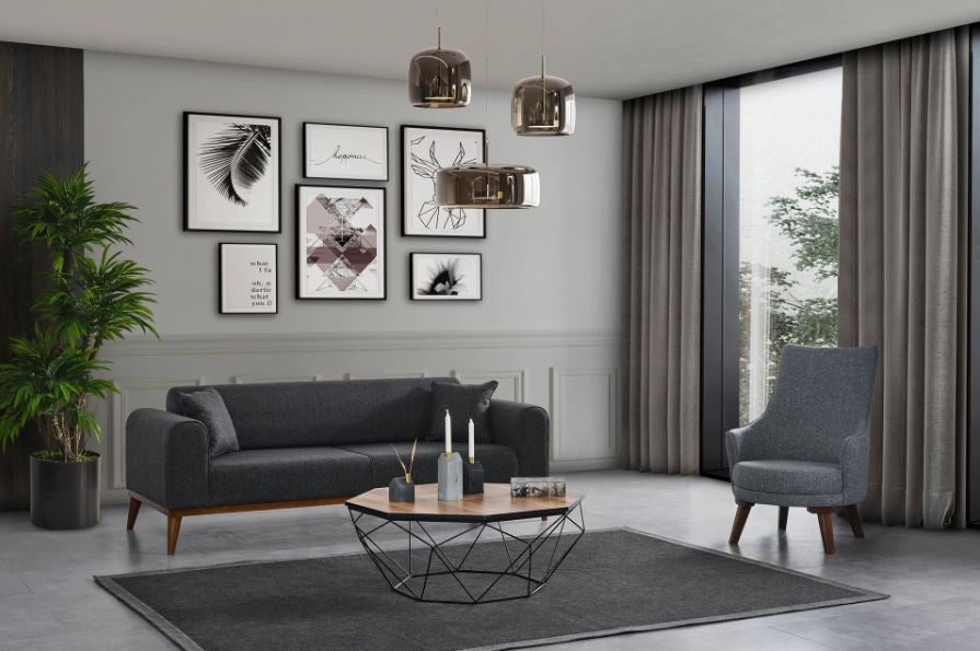 Cofi 3-sitssoffa - Antracit 3-sits Soffa-säng