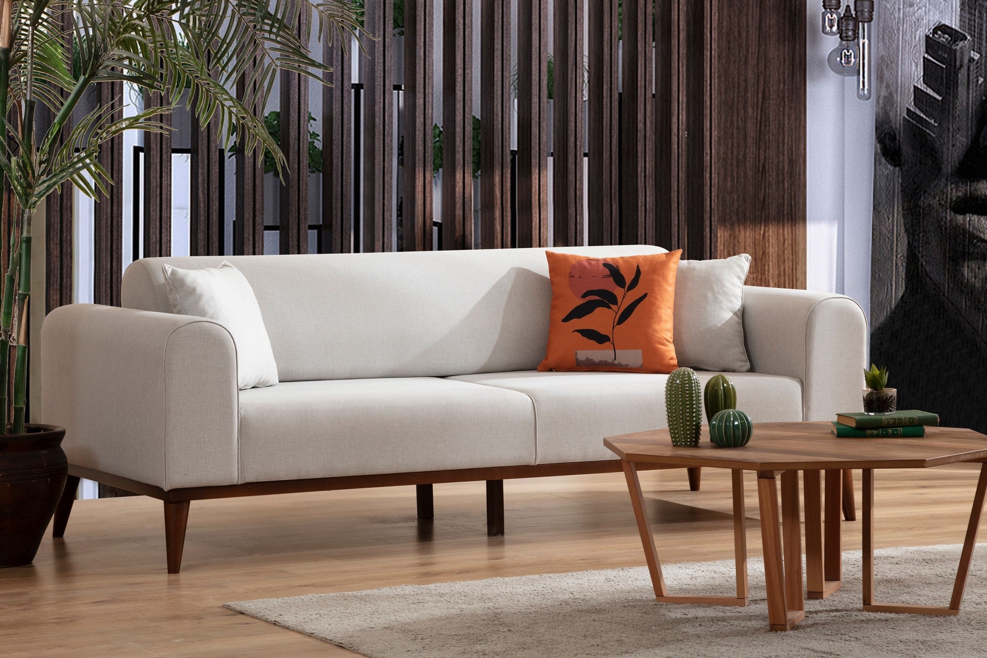 Cofi 3-sitssoffa - Kräm 3-sits Soffa-säng