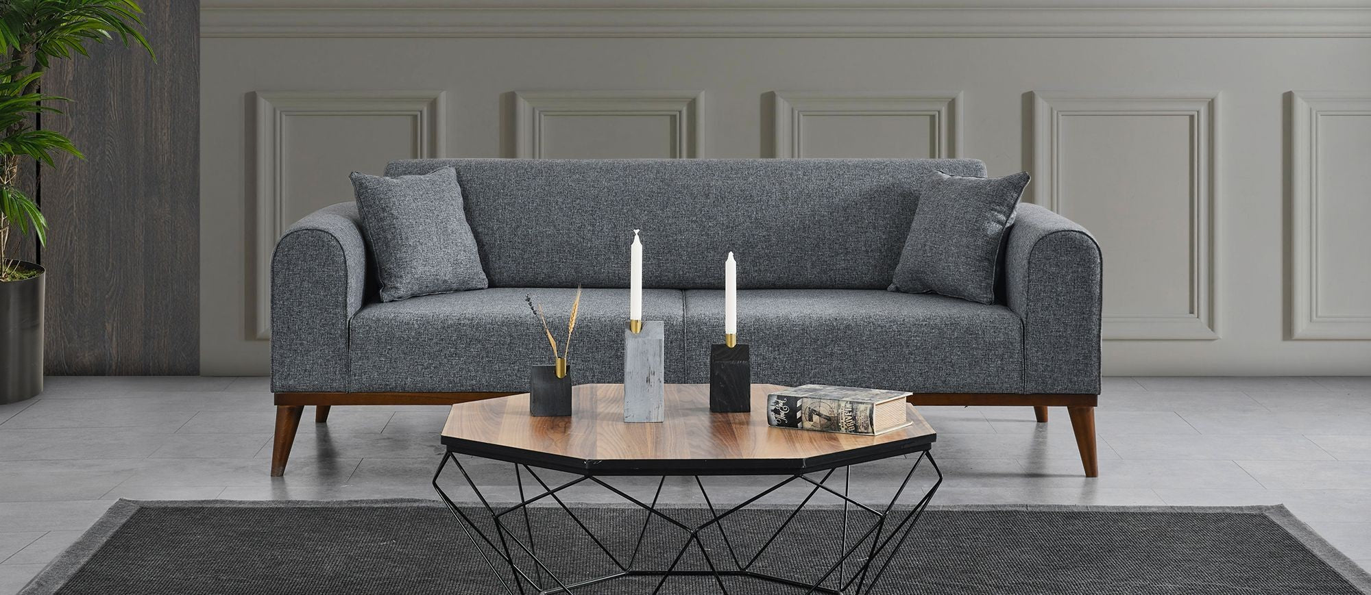 Cofi 3-sitssoffa - Ljusgrå 3-sits Soffa-säng