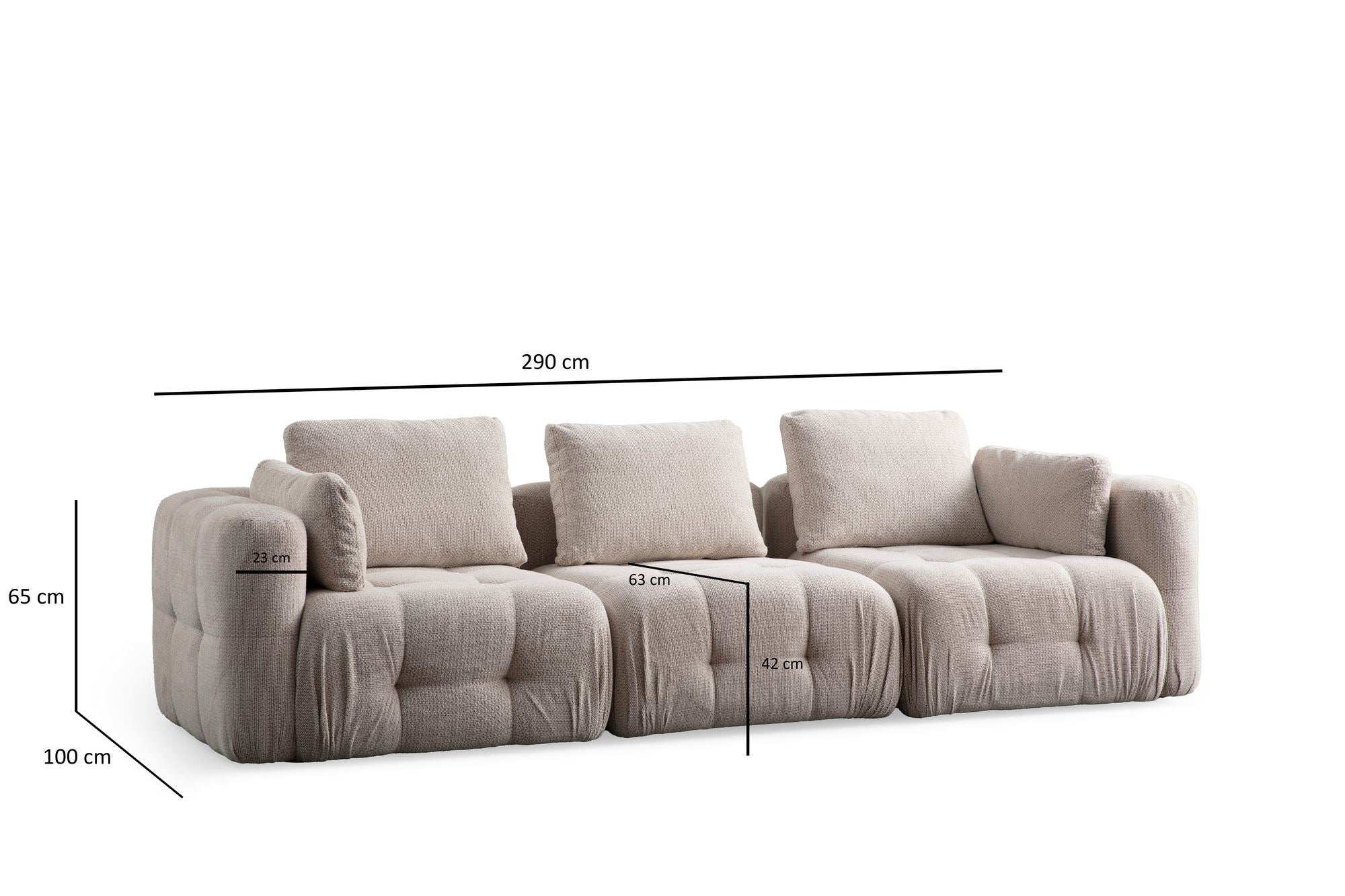 Amaris 3-sits - Beige 3-sits soffa